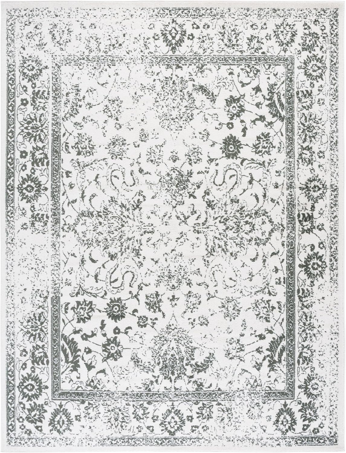 SAFAVIEH Area Rug 8x10 - Adirondack Collection - Large - Ivory & Dark Green, Distressed Vintage Floral Design, Non-Shedding & Easy to Clean, Ideal for Living Room, Bedroom, Dining Space (ADR109X) - Image 4