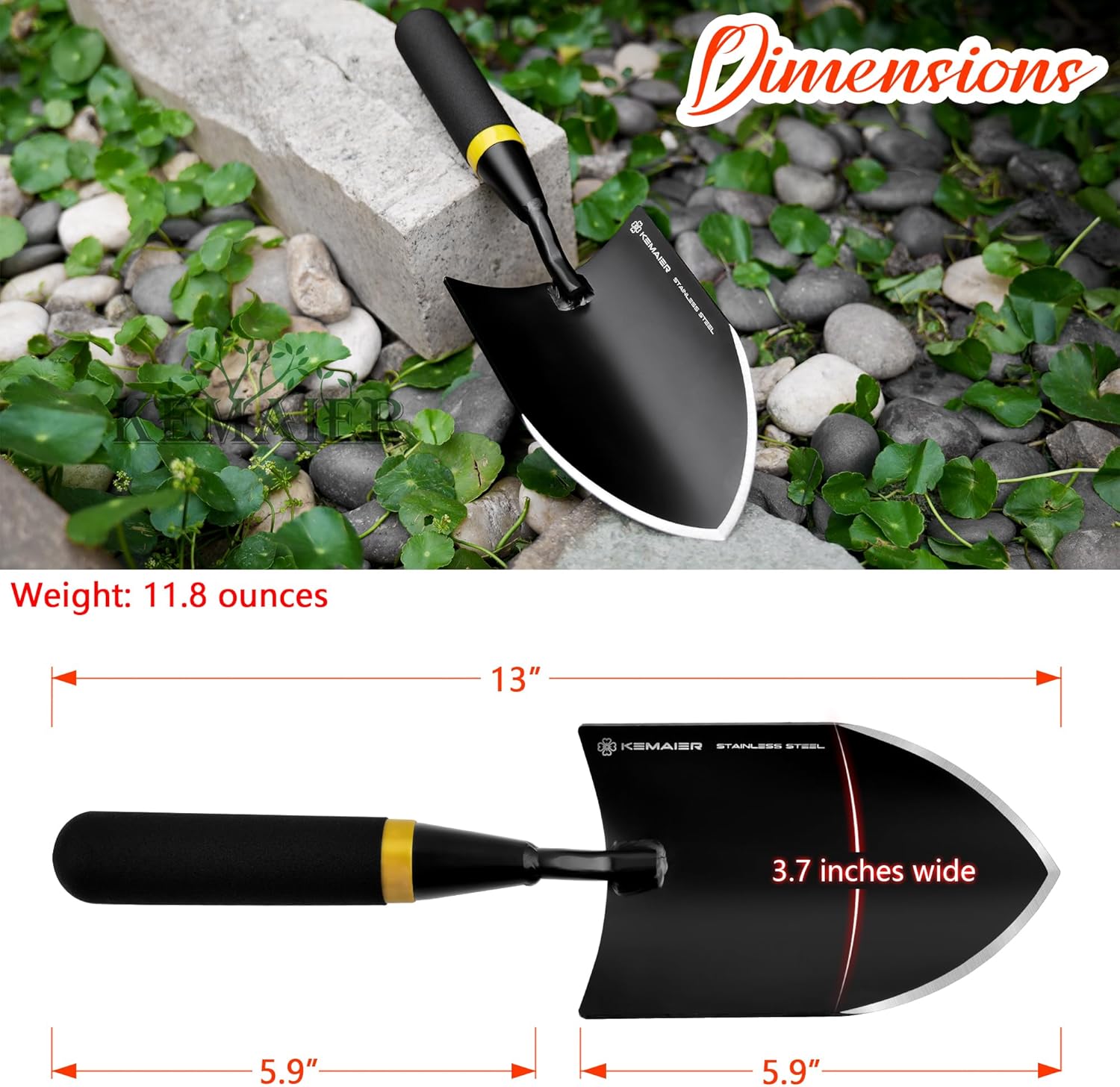 Kemaier Garden Tool Set - Featuring a Heavy-Duty Stainless Steel Hand Cultivator, Transplant Shovel, Trowel, Crack Weeder, and Dandelion Weeder - The Ultimate, Unbreakable Gardening Gift - Image 4