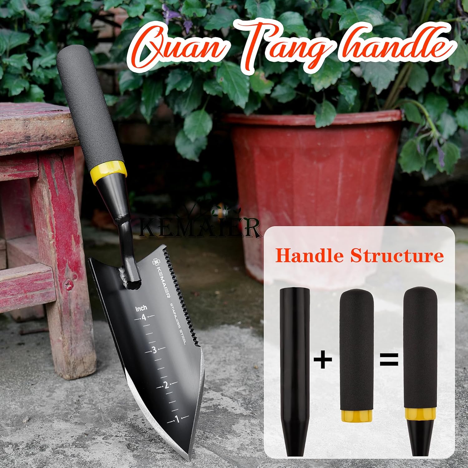 Kemaier Garden Tool Set - Featuring a Heavy-Duty Stainless Steel Hand Cultivator, Transplant Shovel, Trowel, Crack Weeder, and Dandelion Weeder - The Ultimate, Unbreakable Gardening Gift - Image 8