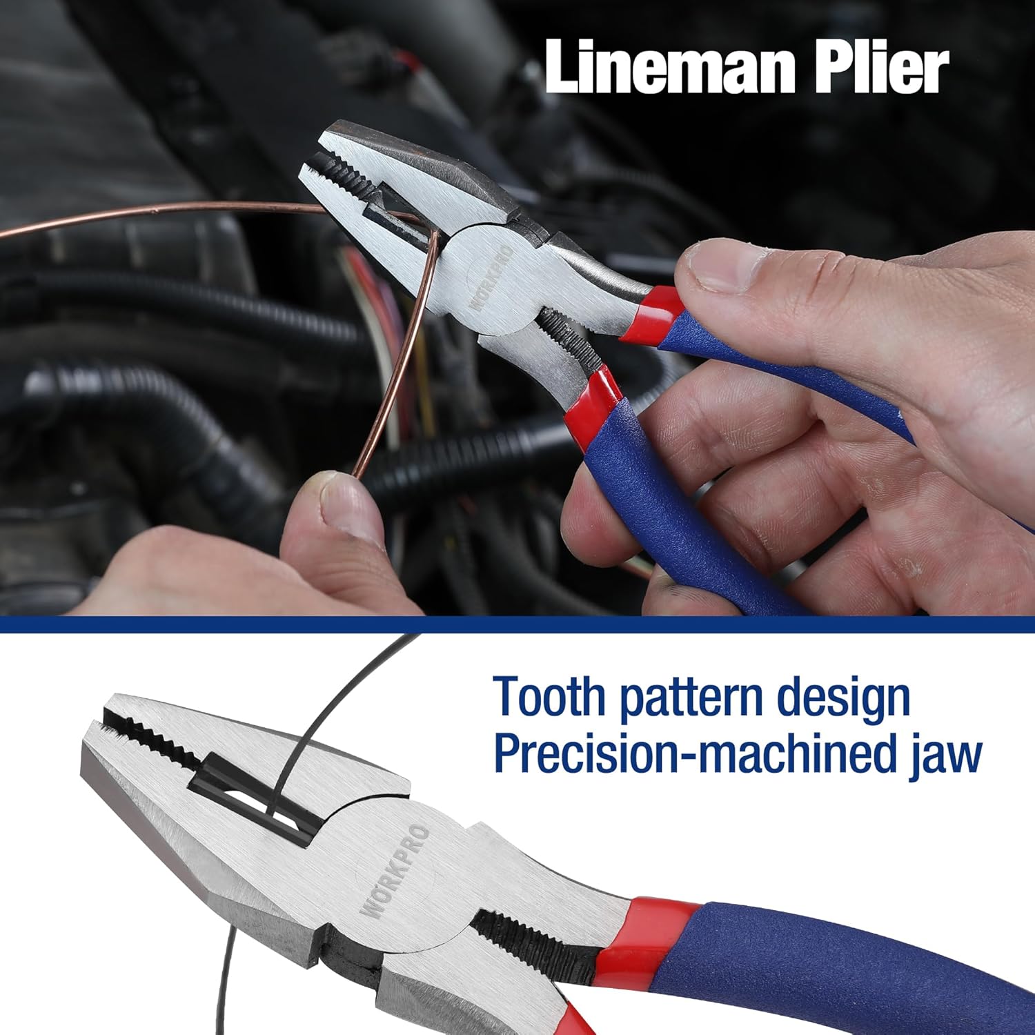 7-piece WORKPRO Pliers Set with Groove Joint, Long Nose, Slip Joint, Linesman, and Diagonal Pliers for DIY & Home Use - Image 6