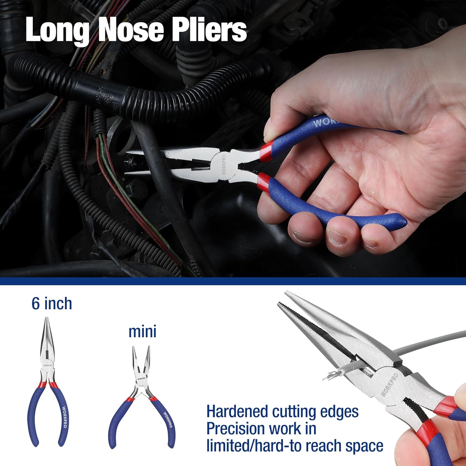 7-piece WORKPRO Pliers Set with Groove Joint, Long Nose, Slip Joint, Linesman, and Diagonal Pliers for DIY & Home Use - Image 7