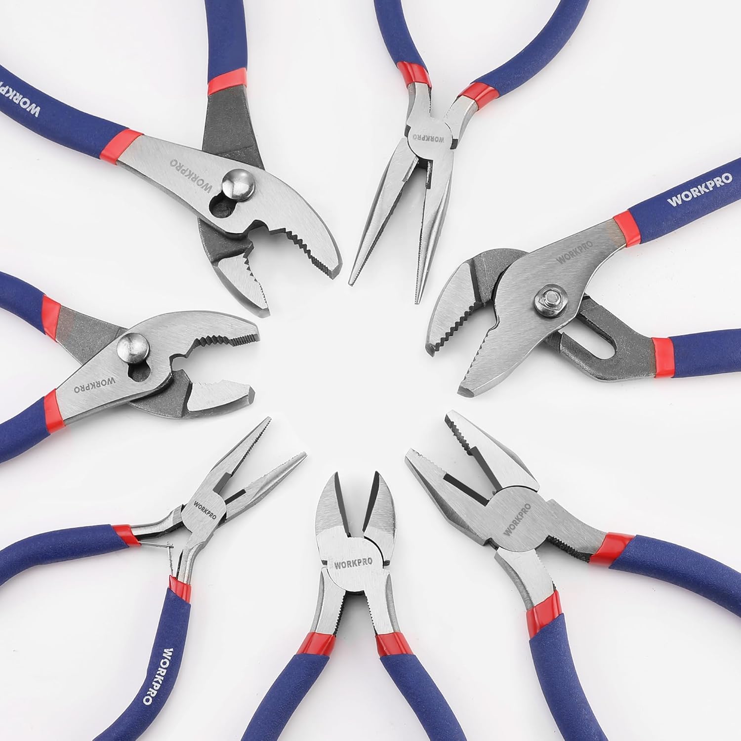 7-piece WORKPRO Pliers Set with Groove Joint, Long Nose, Slip Joint, Linesman, and Diagonal Pliers for DIY & Home Use - Image 9