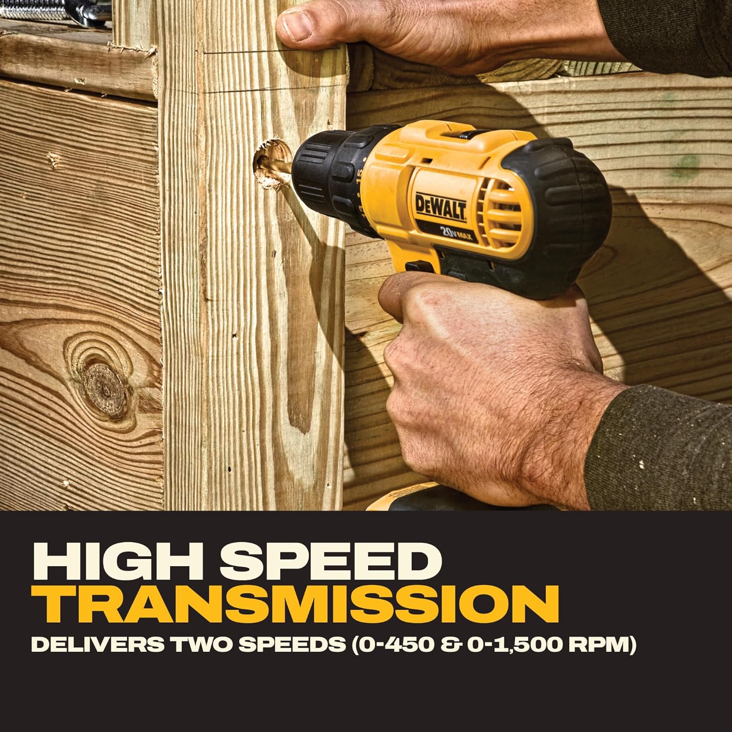 DEWALT 20V Max Cordless Drill Driver Set, 2 Speed, High Performance Motor, Includes 2 XR 1.3Ah Li-Ion Batteries, Charger and Contractor Bag (DCD771C2) - Image 7