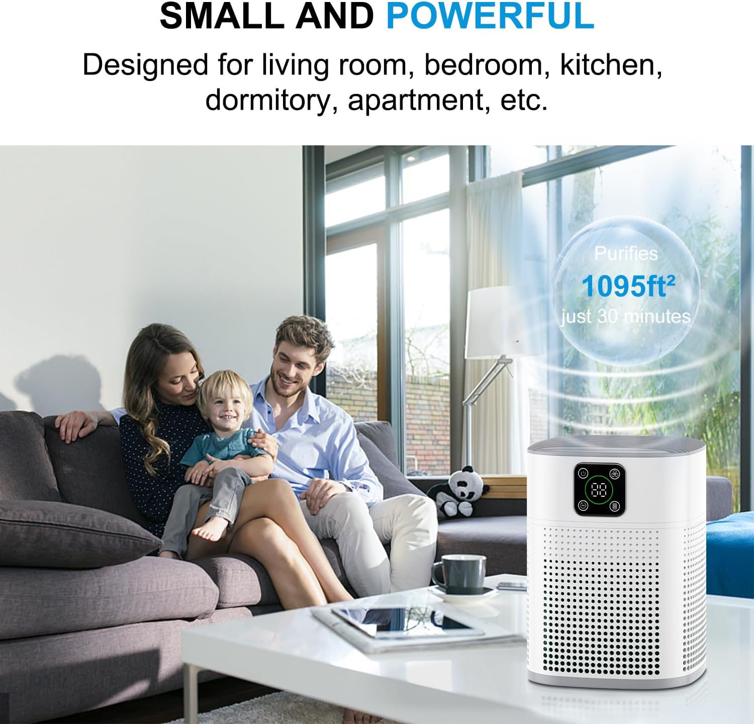 Air Purifiers for Bedroom, Honeyuan H13 HEPA Air Purifier for Home Large Room 1095 sqft, Air purifiers with 360°Air Intake, 3 Fan Speeds, 3-Stage Filtration, White - Image 5