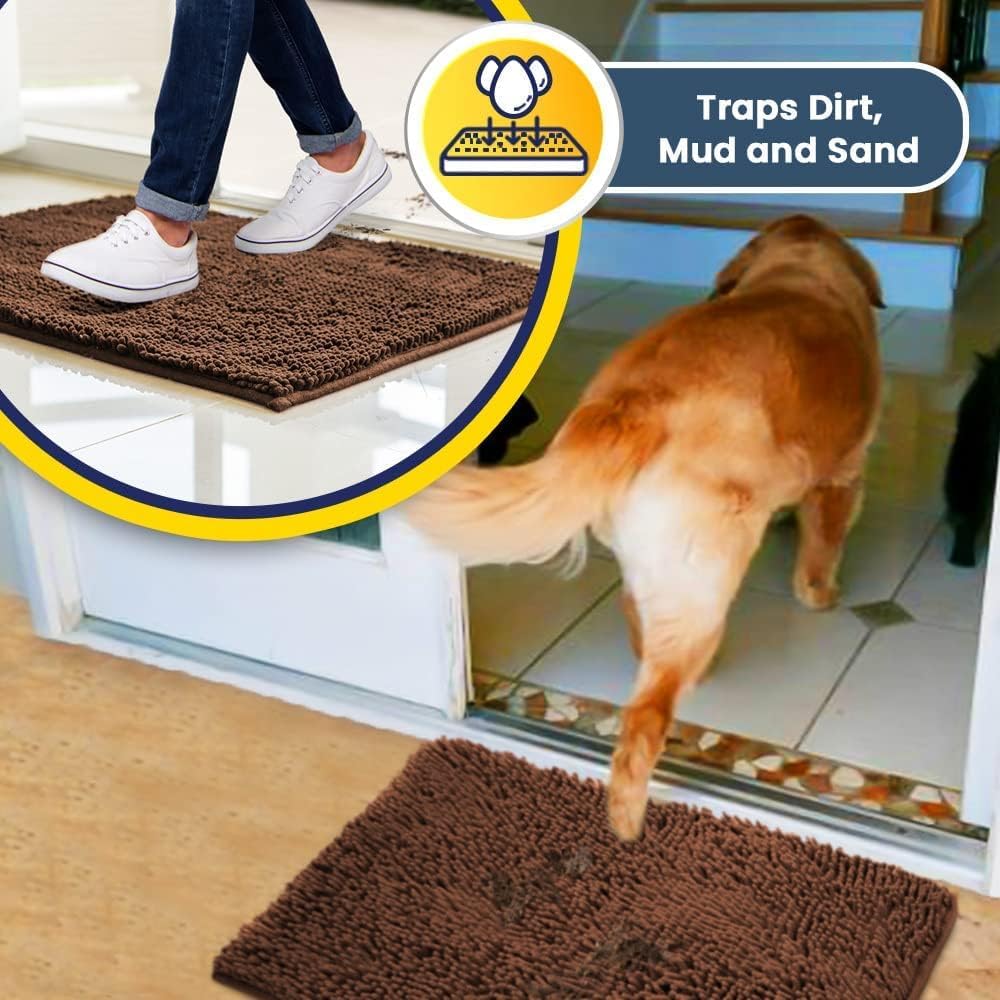 Muddy Mat® | Super Absorbent Door Mat Indoor, Microfiber Quick Dry Chenille Entryway Rug, Non-Slip Front Door Mat, Indoor Mats for Entryway, Machine Washable Pet Rug, Brown 24"x36" - Image 4