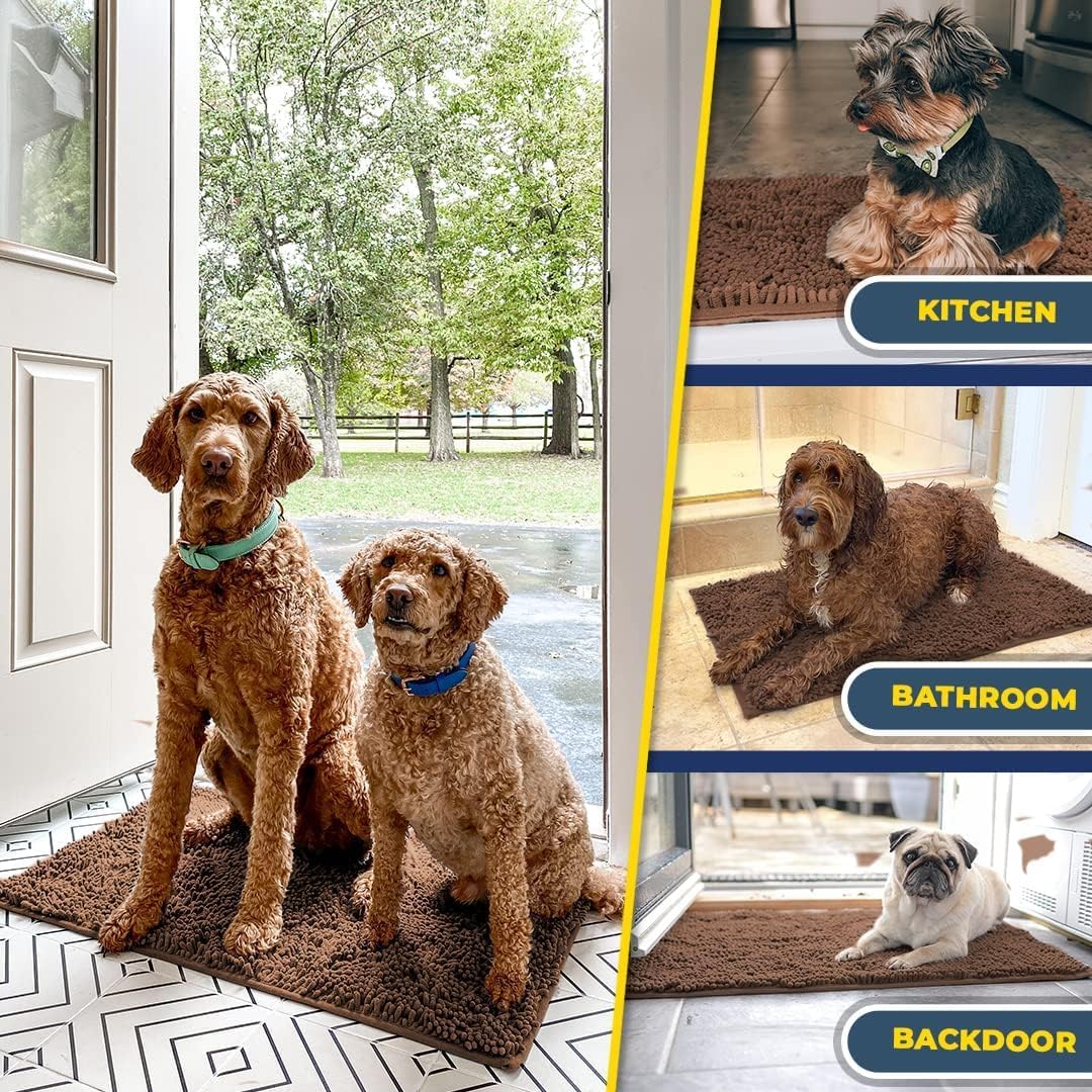 Muddy Mat® | Super Absorbent Door Mat Indoor, Microfiber Quick Dry Chenille Entryway Rug, Non-Slip Front Door Mat, Indoor Mats for Entryway, Machine Washable Pet Rug, Brown 24"x36" - Image 8
