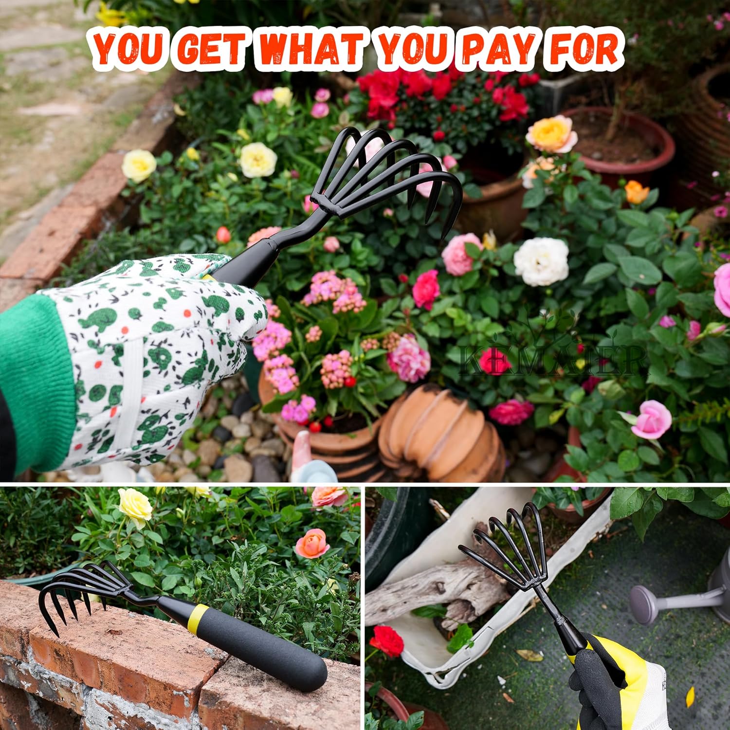 Kemaier Hand Rake and Weeder Cultivator – 5-Claw Heavy Duty Stainless Steel Garden Tool for Small Gardens, Soil Loosening and Weeding – Ergonomic Handle, Durable Hand Tools for Easy Gardening - Image 6