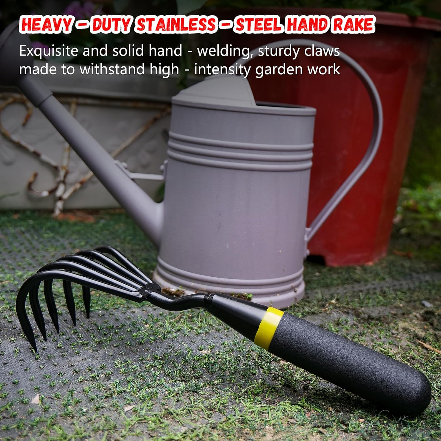 Kemaier Hand Rake and Weeder Cultivator – 5-Claw Heavy Duty Stainless Steel Garden Tool for Small Gardens, Soil Loosening and Weeding – Ergonomic Handle, Durable Hand Tools for Easy Gardening - Image 7