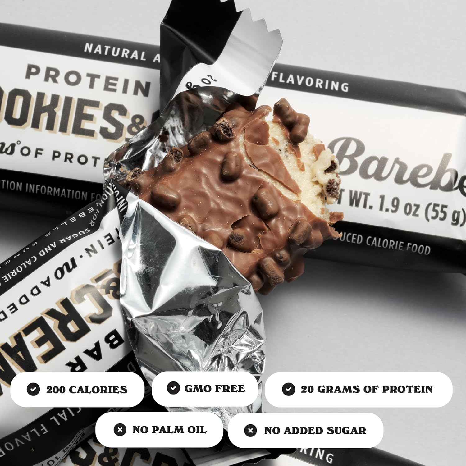 Barebells Protein Bars Cookies & Cream - 12 Count, 20g High Protein Treats - Chocolate Nutrition Bar with 1g Total Sugars - On-The-Go Breakfast or Post-Workout Snack - Image 4
