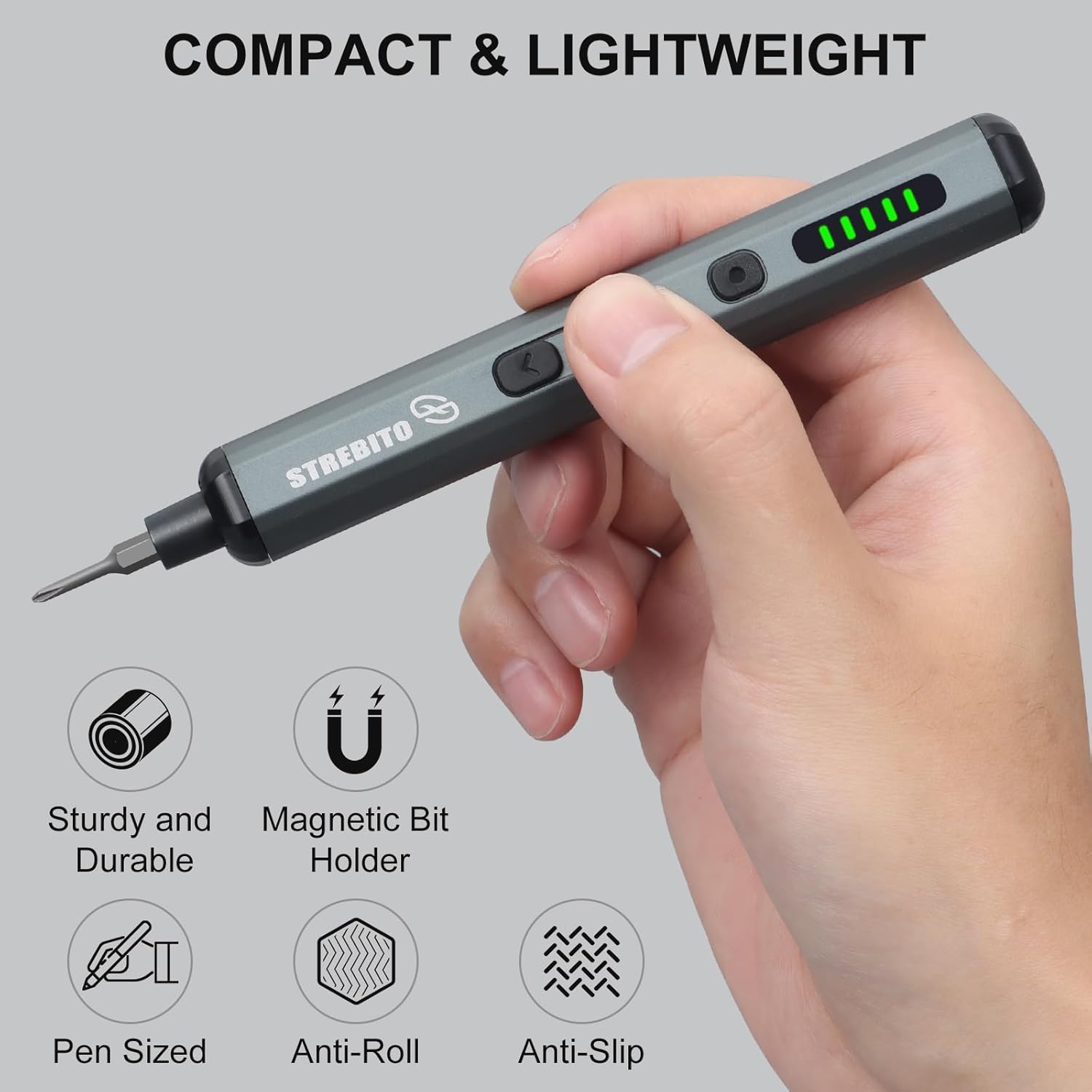 STREBITO Mini Electric Screwdriver Set, 70 in 1 Small Electric Screwdriver - 64 S2 Preicison Bits, 5 Torque Settings, 4 LED Lights, Mini Power Screwdriver Repair Tool Kit for PC Electronic (Standard) - Image 7