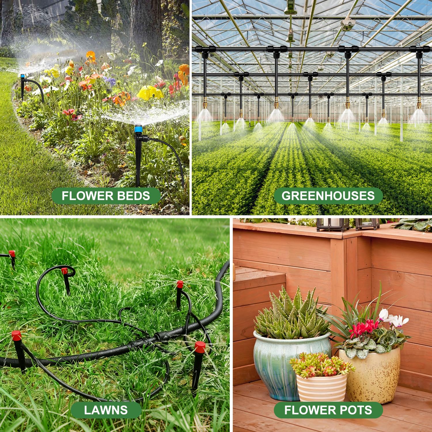 230FT Drip Irrigation System for Garden with 38pcs Adjustable Copper Nozzles & Emitters, Automatic Garden Watering System with 1/2" & 1/4" Tubing for Raised Bed, Yard, Greenhouse, Potted Plants, Lawn - Image 9