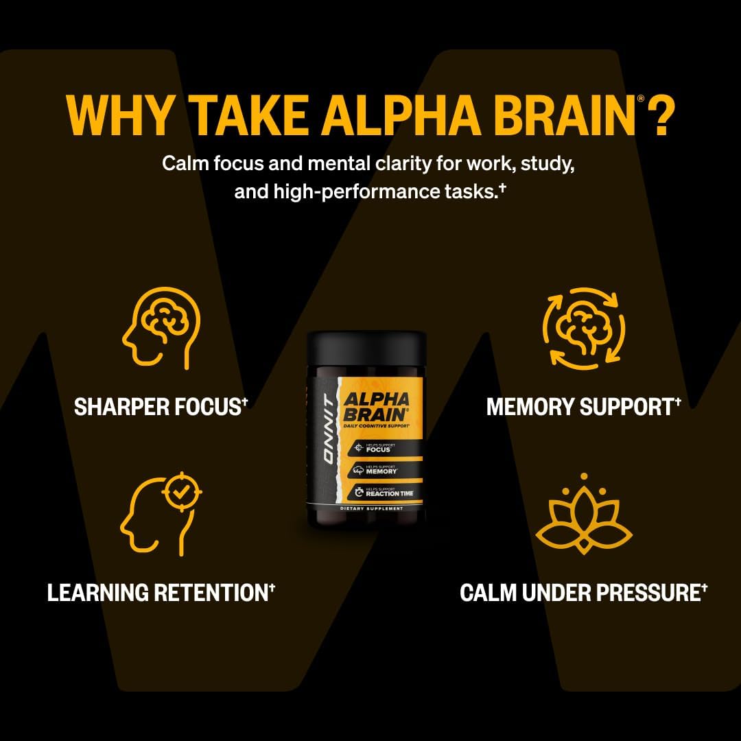 ONNIT Alpha Brain Nootropic Brain Supplement for Focus, Memory, Mental Clarity, Cognitive Support with L-Theanine and Vitamin B6, 90 Count - Image 5