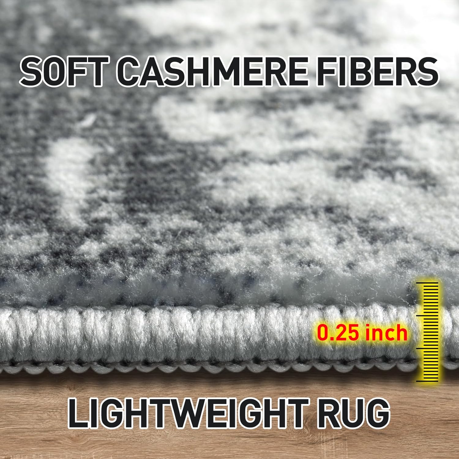 8x10 Area Rugs Washable Rug: Large Modern Abstract Living Room Rug Soft Anti-Skid Thin Carpet Indoor Floor Non-Shedding Carpets for Bedroom Dining Farmhouse Nursery Home Office Black Grey Gold - Image 5