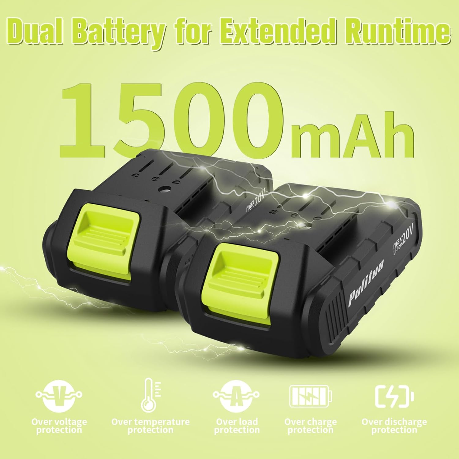 PULITUO'S 20V Cordless Drill/Driver, Electric Screwdriver - 2 Batteries, 30Nm, 21+1 Torque, 2 Speed, Keyless 3/8" Chase Drill with LED Light, Kit for Home (Green) - Image 7