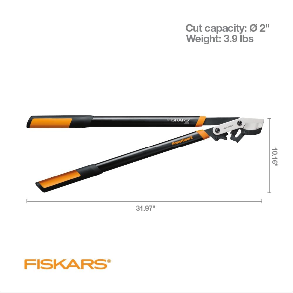Fiskars 32-Inch Loppers for Tree Trimming, Heavy Duty, Low-Friction Sharp Steel Blade, Branch Cutter up to 2-Inch Diameter Cut Capacity, PowerGear2 Technology that Multiplies Power for Less Effort - Image 7