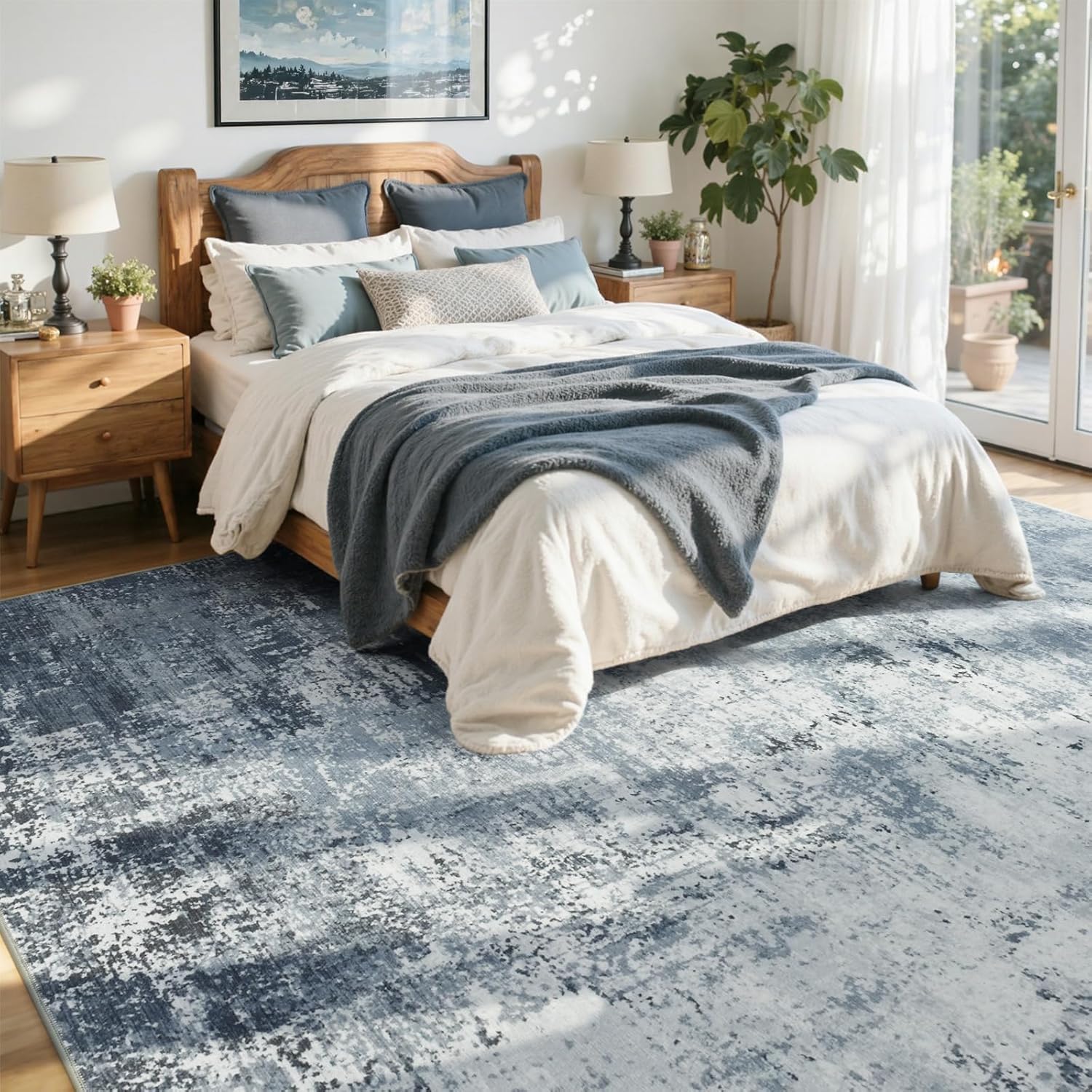 6x9 Ft Large Area Rugs for Living Room, Soft Non-Slip Washable Rugs Modern Abstract Pattern Carpet for Bedroom Indoor Floor Nursery Home Decor (Blue) - Image 5