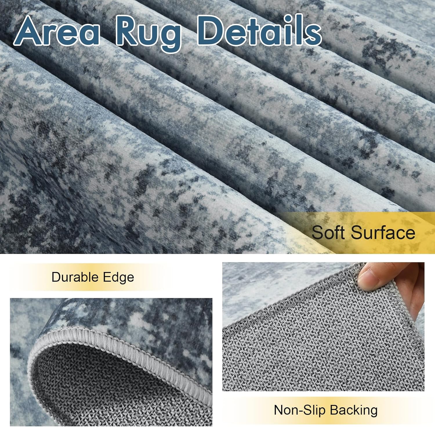 6x9 Ft Large Area Rugs for Living Room, Soft Non-Slip Washable Rugs Modern Abstract Pattern Carpet for Bedroom Indoor Floor Nursery Home Decor (Blue) - Image 7