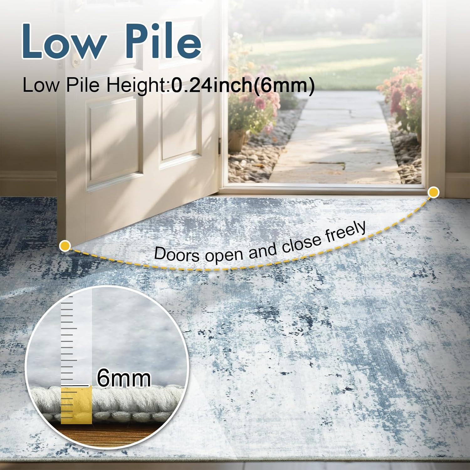 6x9 Ft Large Area Rugs for Living Room, Soft Non-Slip Washable Rugs Modern Abstract Pattern Carpet for Bedroom Indoor Floor Nursery Home Decor (Blue) - Image 9