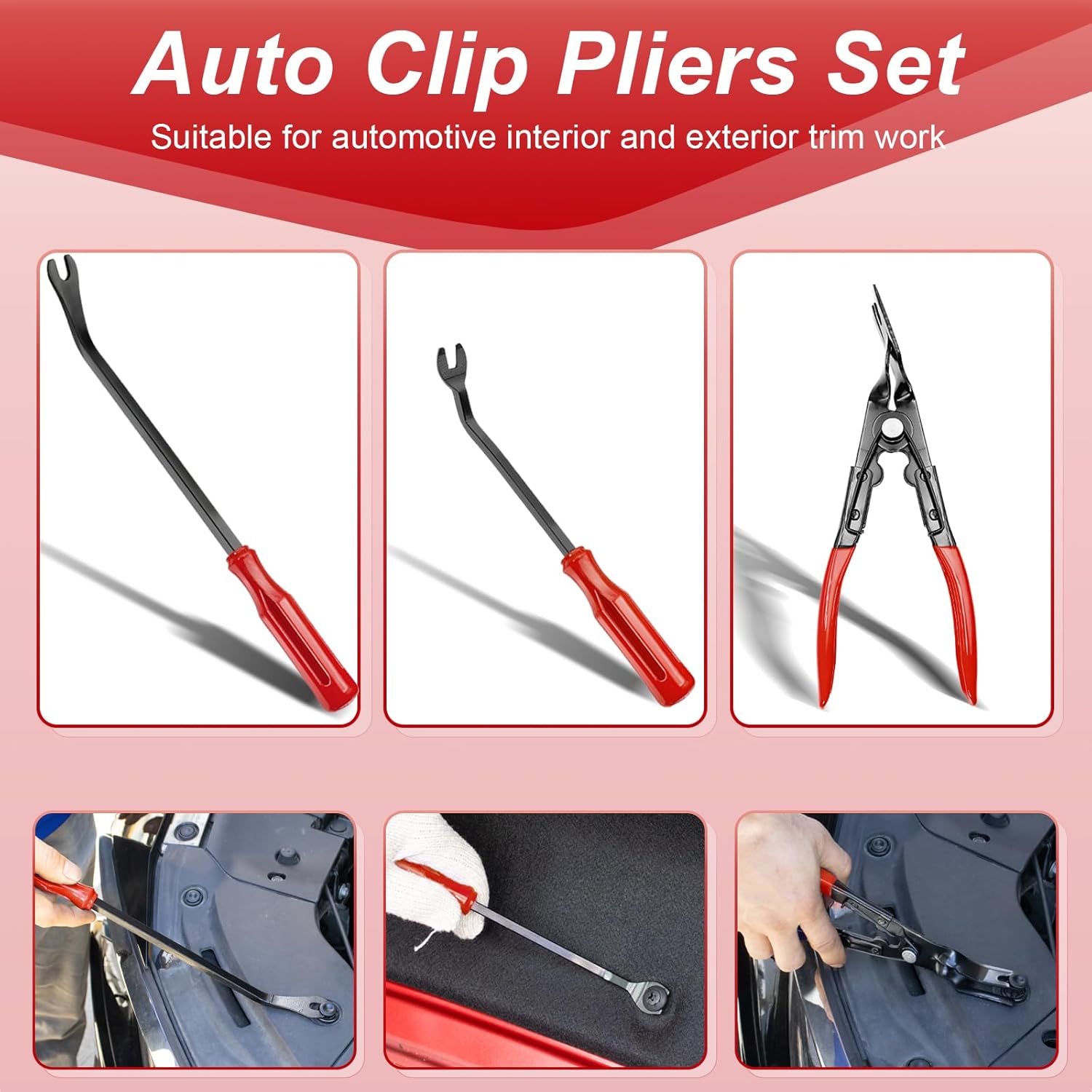 Doaho 19Pcs Car Trim Removal Tool,Auto Clip Pliers Fastener Remover Set,Pry Tool Repair Kit,Fastener Clips Removal Car Tool for Panel,Audio, Dash, Window,Clip and Upholstery with Storage Bag - Image 4