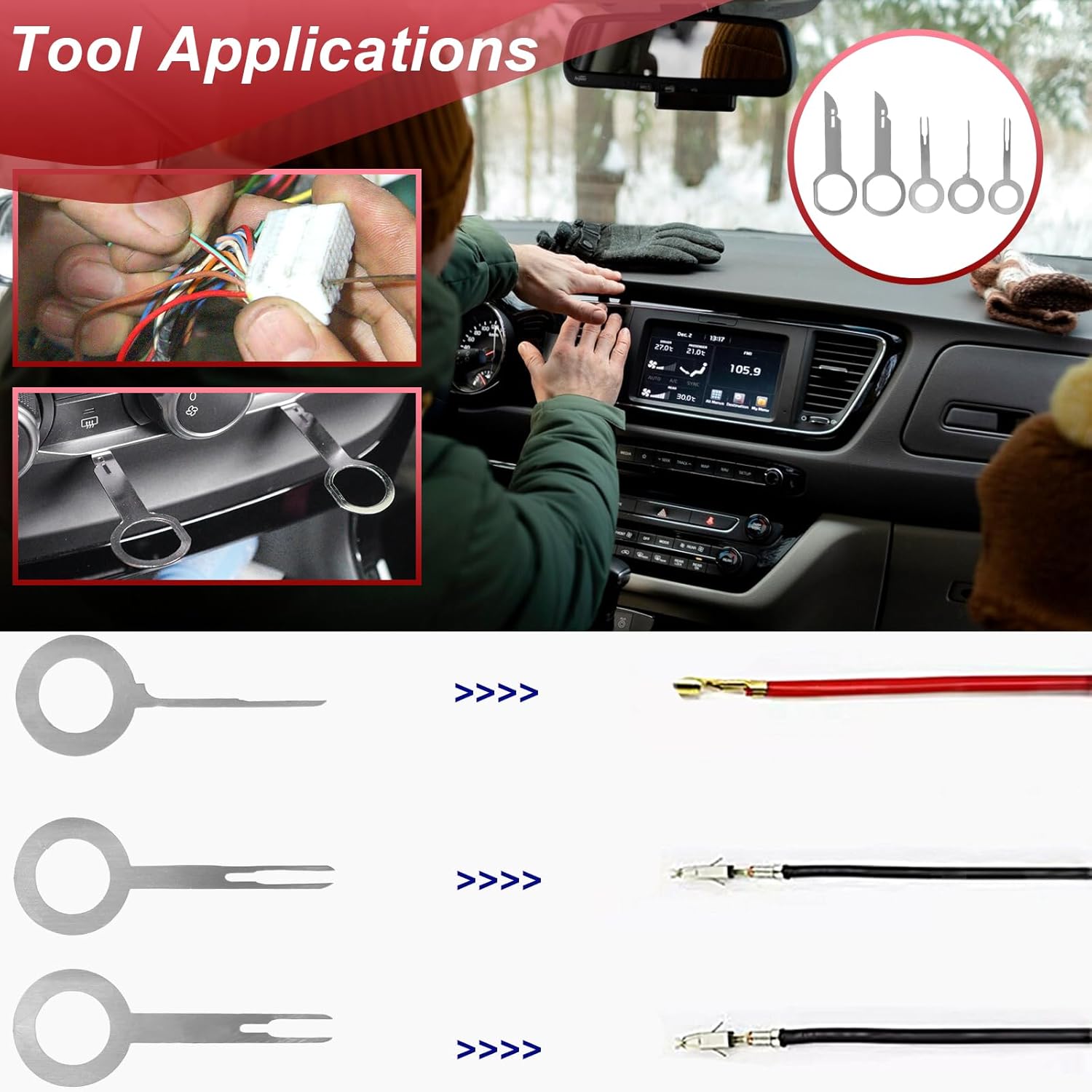 Doaho 19Pcs Car Trim Removal Tool,Auto Clip Pliers Fastener Remover Set,Pry Tool Repair Kit,Fastener Clips Removal Car Tool for Panel,Audio, Dash, Window,Clip and Upholstery with Storage Bag - Image 5