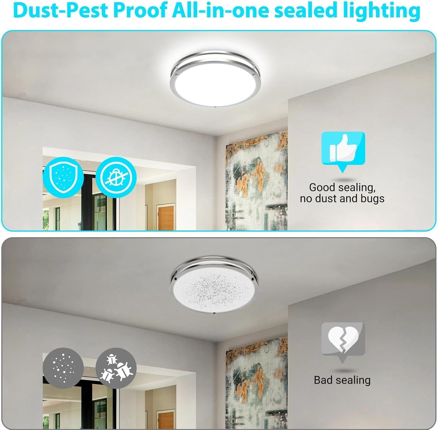 libtit 13-Inch Flush Mount Ceiling Lights, Dimmable 3000K-6500K Adjustable LED Ceiling Light, 24W Round Slim Light Fixture, Brushed Nickel for Kitchen, Bedroom, Bathroom, Hallway-1 Pack - Image 5