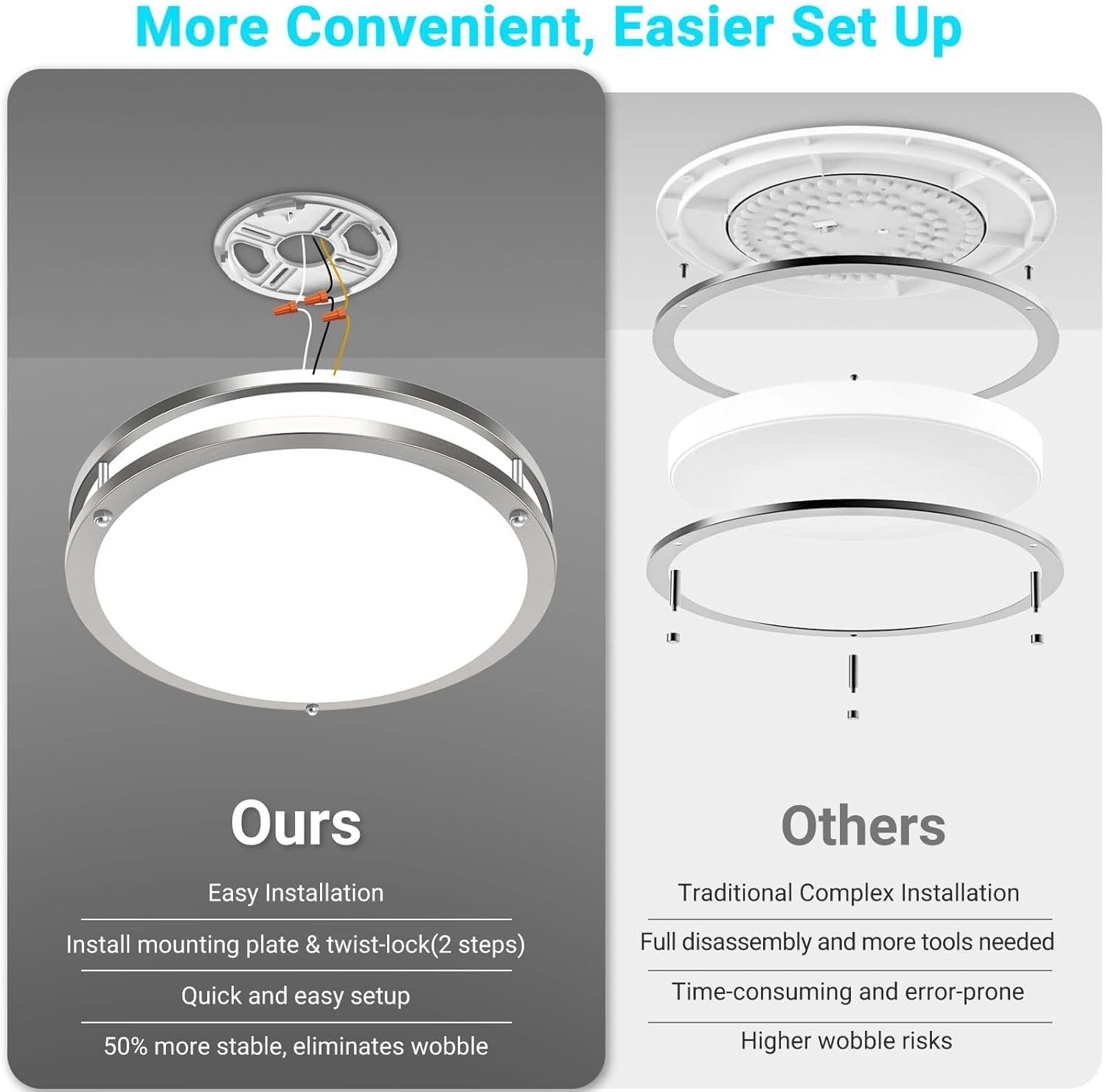libtit 13-Inch Flush Mount Ceiling Lights, Dimmable 3000K-6500K Adjustable LED Ceiling Light, 24W Round Slim Light Fixture, Brushed Nickel for Kitchen, Bedroom, Bathroom, Hallway-1 Pack - Image 6
