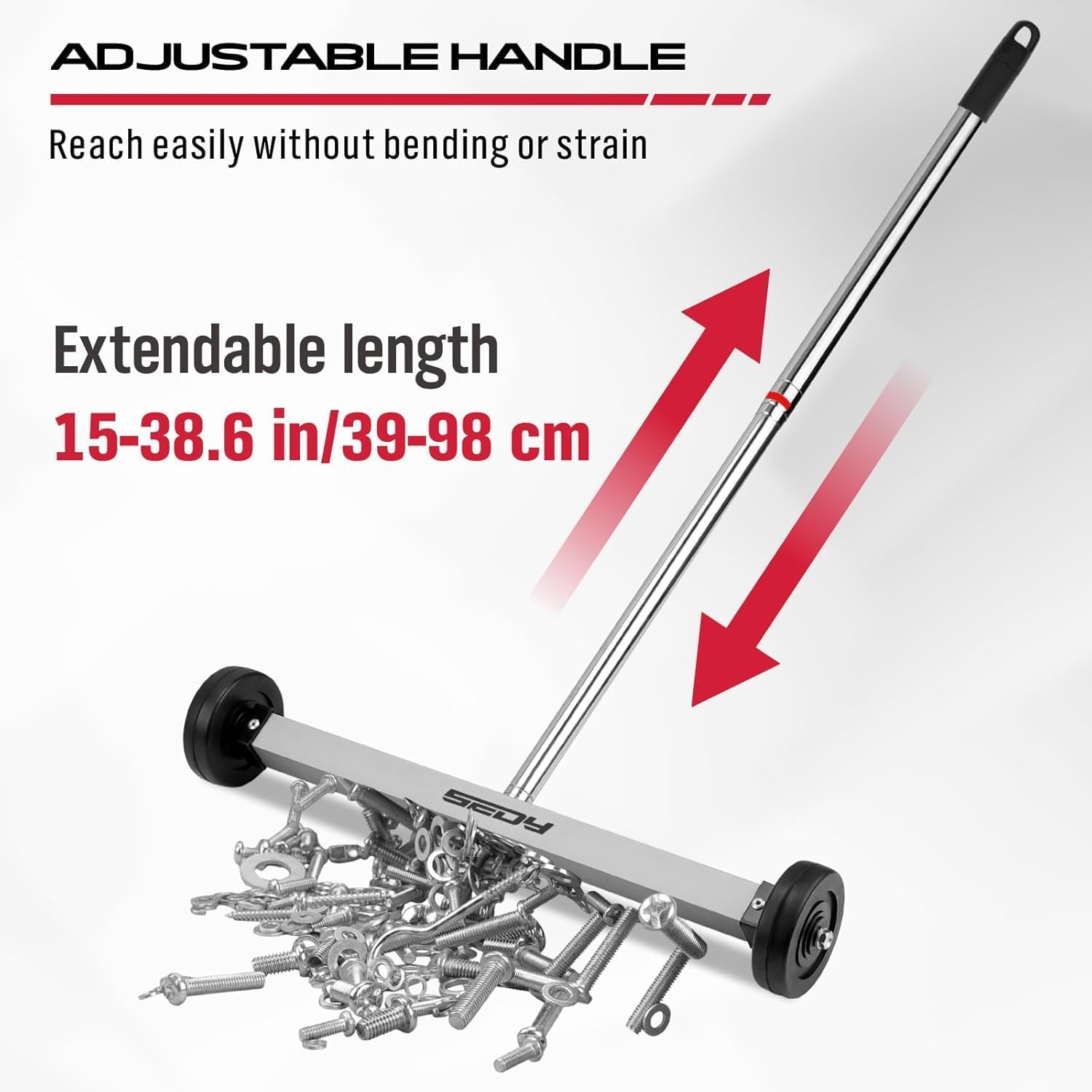 Magnet Sweeper Magnetic Nail Roller: 17-Inch Heavy Duty Magnet Nail Pickup Rolling Tool with Telescoping Adjustable Handle 8.8-Pound Capacity Ideal for Workshop Garage Yard Construction Cleanup - Image 5