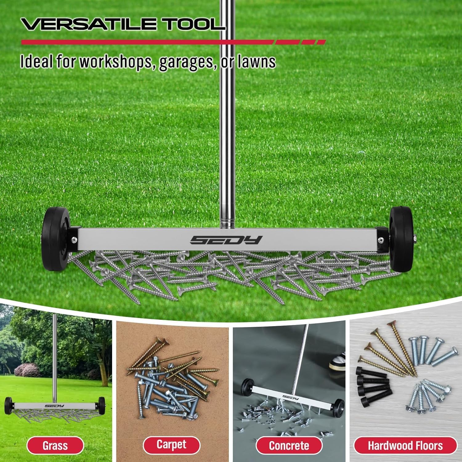 Magnet Sweeper Magnetic Nail Roller: 17-Inch Heavy Duty Magnet Nail Pickup Rolling Tool with Telescoping Adjustable Handle 8.8-Pound Capacity Ideal for Workshop Garage Yard Construction Cleanup - Image 8