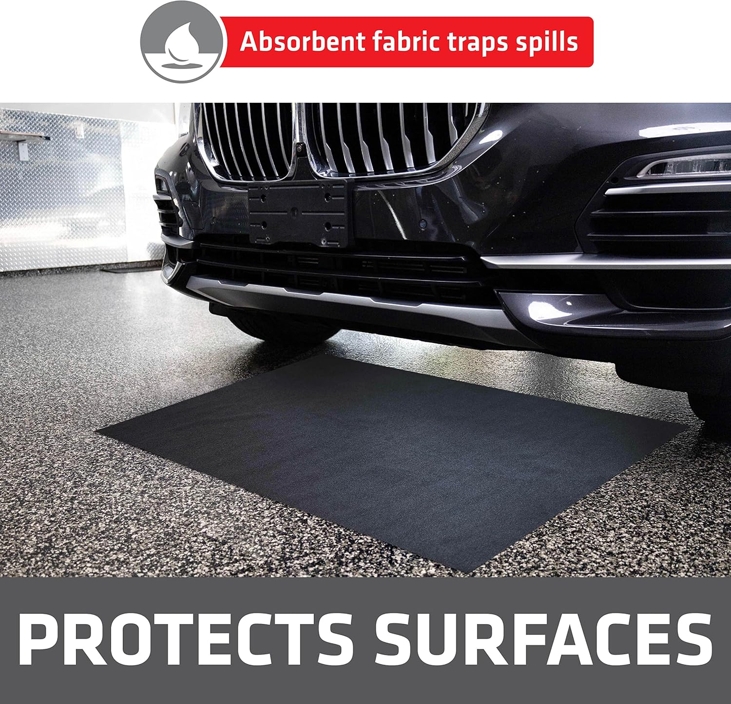 Drymate XL Oil Spill Mat (36" x 59"), Premium Absorbent Oil Pad, Reusable, Washable, Durable, Waterproof Backing Contains Liquids, Protects Garage Floor Surface (USA Made) - Image 4