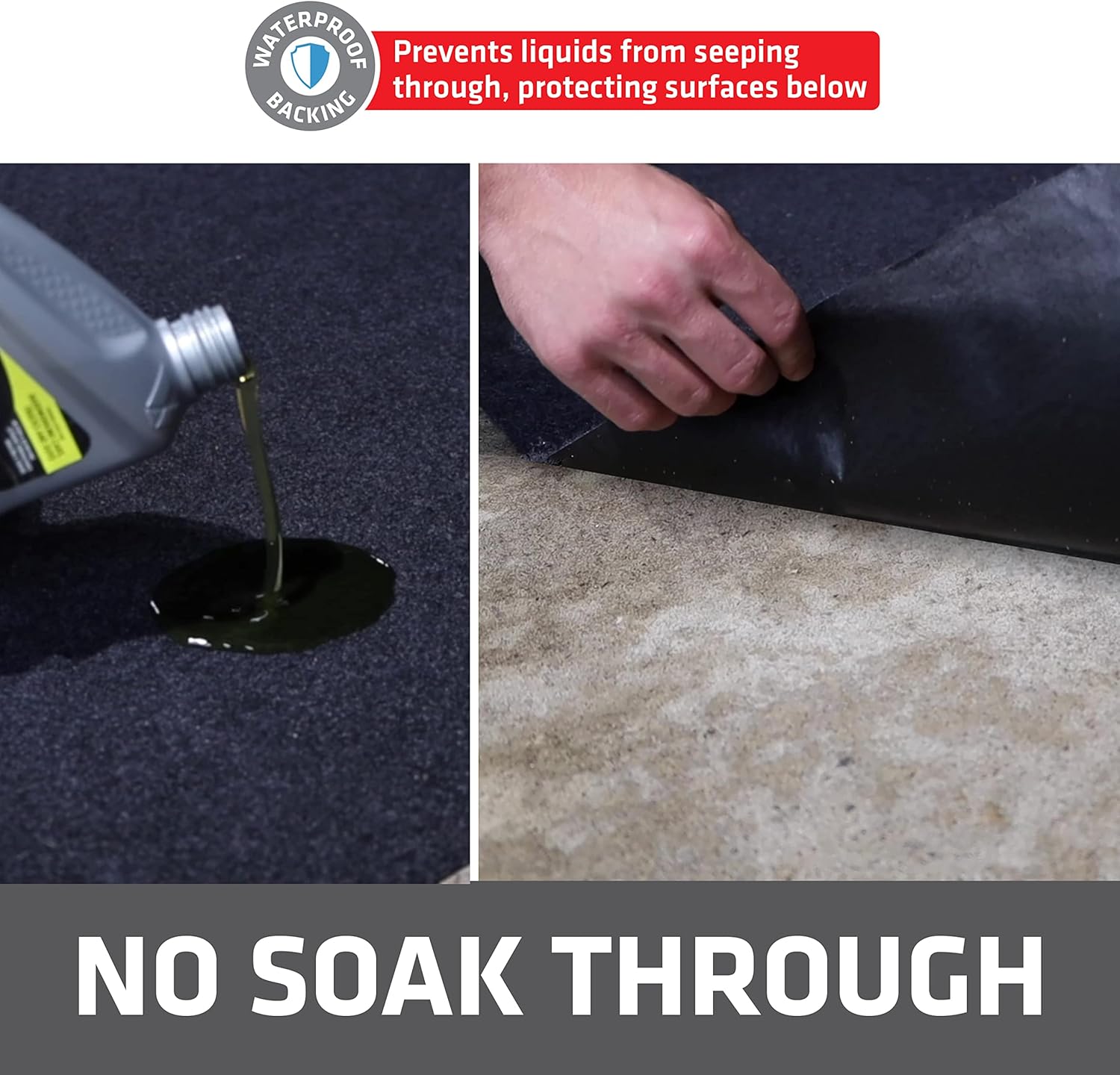 Drymate XL Oil Spill Mat (36" x 59"), Premium Absorbent Oil Pad, Reusable, Washable, Durable, Waterproof Backing Contains Liquids, Protects Garage Floor Surface (USA Made) - Image 5