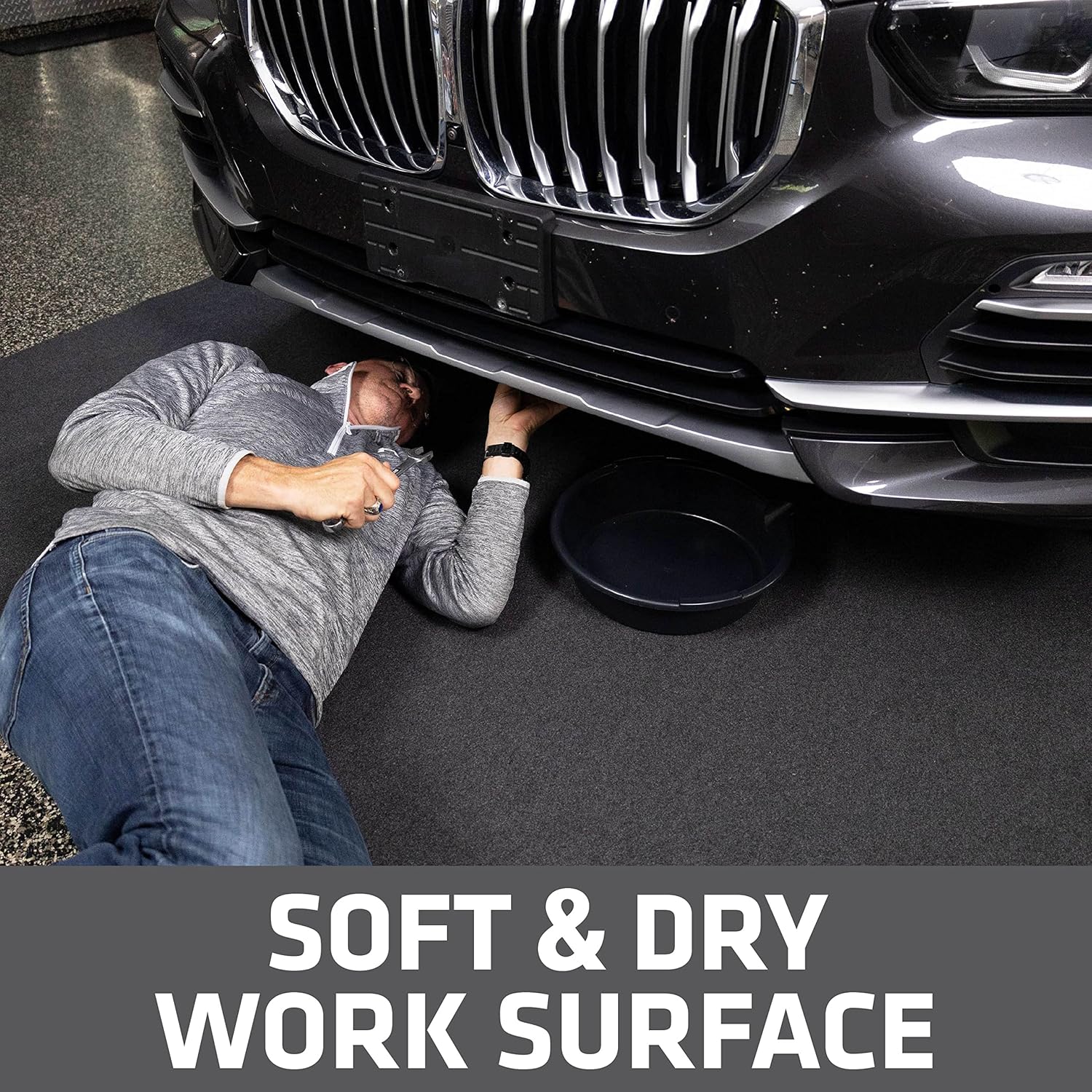Drymate XL Oil Spill Mat (36" x 59"), Premium Absorbent Oil Pad, Reusable, Washable, Durable, Waterproof Backing Contains Liquids, Protects Garage Floor Surface (USA Made) - Image 6