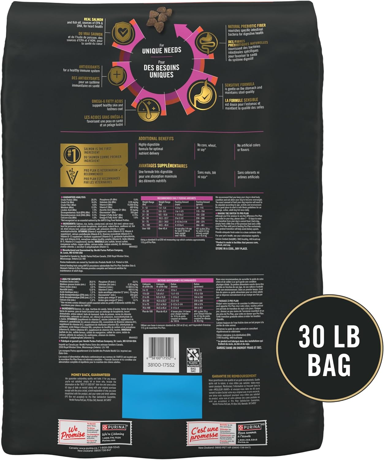 Purina Pro Plan Sensitive Skin and Stomach Dog Food Dry, Adult Salmon & Rice Formula, Digestive Health - 30 lb. Bag - Image 10