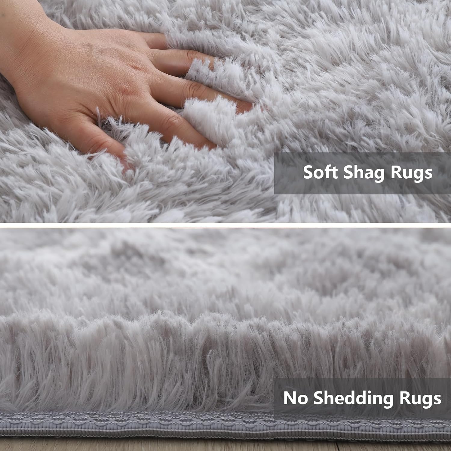 Shag Area Rugs for Bedroom Living Room,5X8 Ultra Soft Fluffy Area Rugs for Dorm, Indoor Carpet Nursery Rugs for Kids Room Home Decor,Tie-Dye Grey - Image 5
