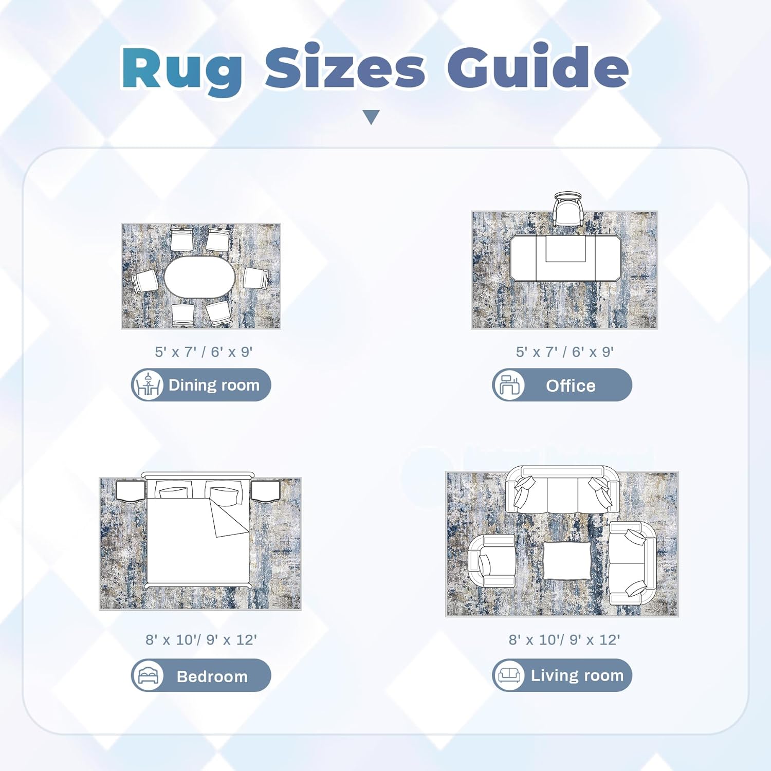 pmtsns 8x10 Washable Area Rugs, Modern Abstract Living Room Rug Non Slip Low Pile Large Carpet for Bedroom Dining Room Home Office Kids Room, Blue Grey Brown, 8Ftx10Ft(244cmx305cm) - Image 9