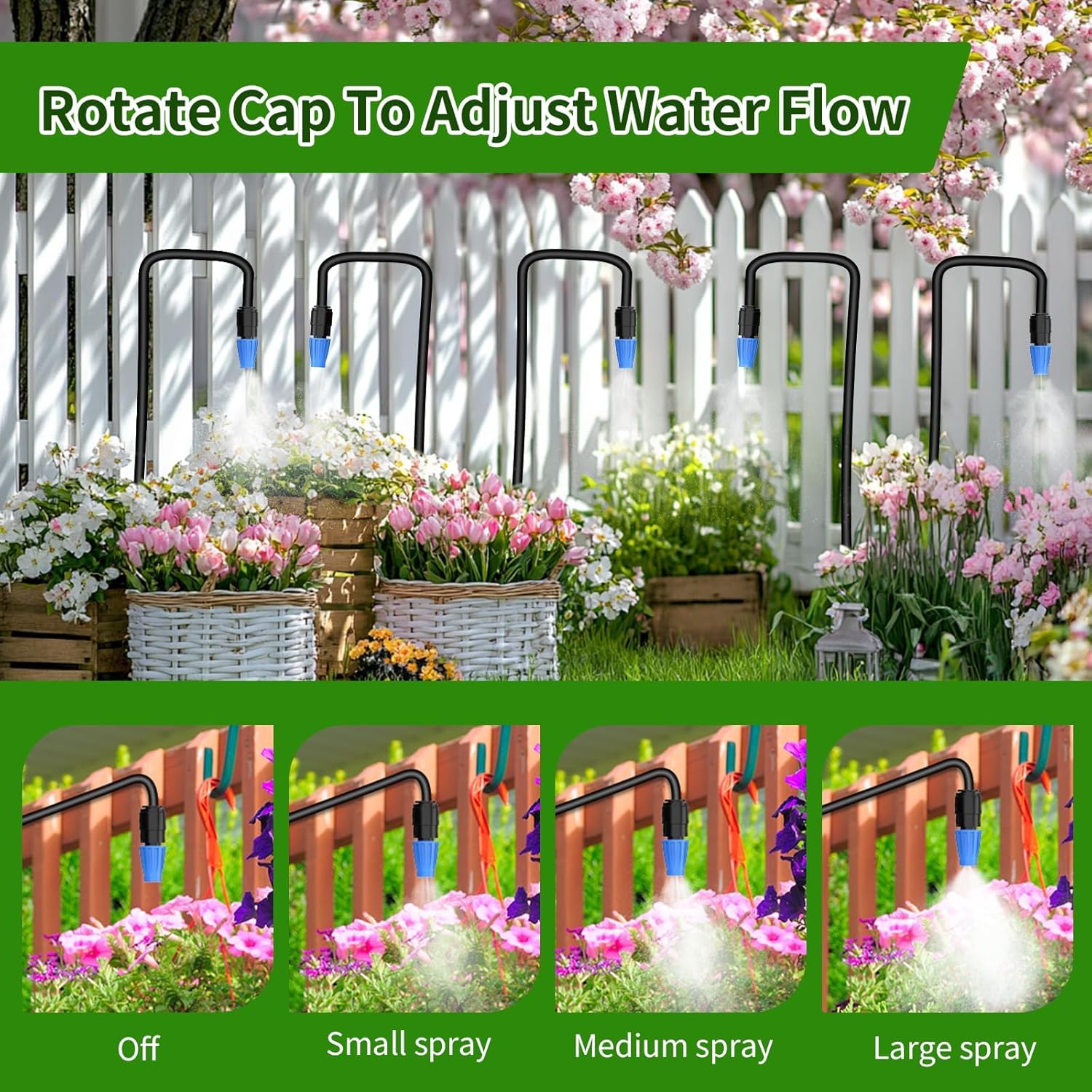 165FT Drip Irrigation System with Timer, Automatic DIY Garden Watering Kit with 1/2" & 1/4" Tubing, Solid Brass Connectors & Adjustable Sprayers for Plants, Garden, Lawn, Greenhouse, Raised Beds - Image 6