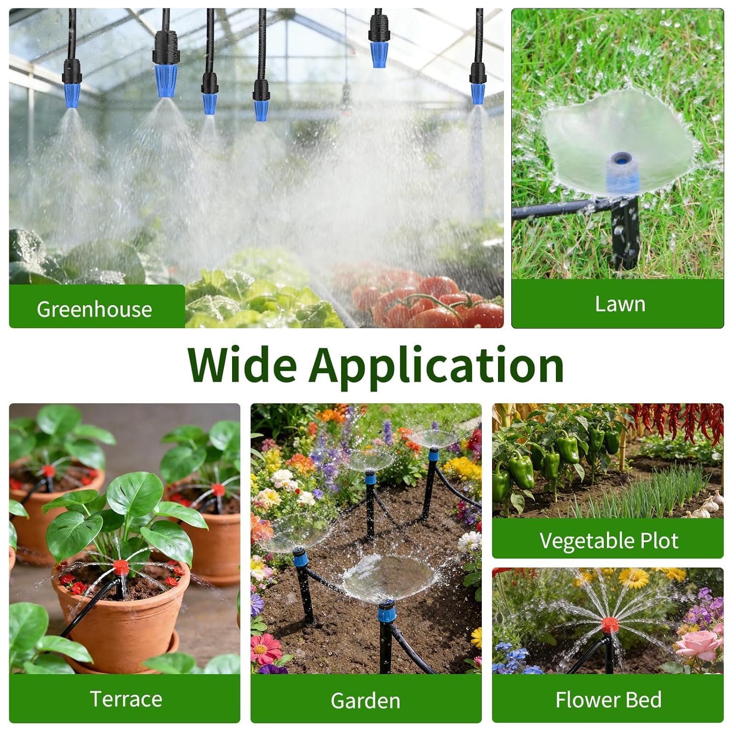 165FT Drip Irrigation System with Timer, Automatic DIY Garden Watering Kit with 1/2" & 1/4" Tubing, Solid Brass Connectors & Adjustable Sprayers for Plants, Garden, Lawn, Greenhouse, Raised Beds - Image 8
