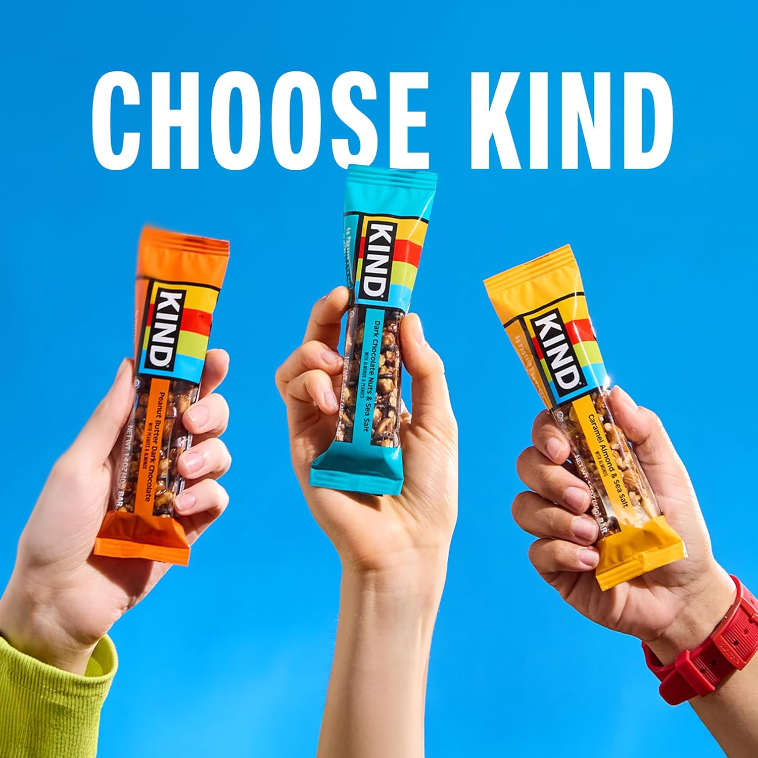 KIND Healthy Snacks Bars Variety Pack, Gluten Free, Low Sugar, High Fiber Snacks, Dark Chocolate Nuts & Sea Salt, Peanut Butter Dark Chocolate, Caramel Almond & Sea Salt, 6-7g Protein, 12 Count - Image 6