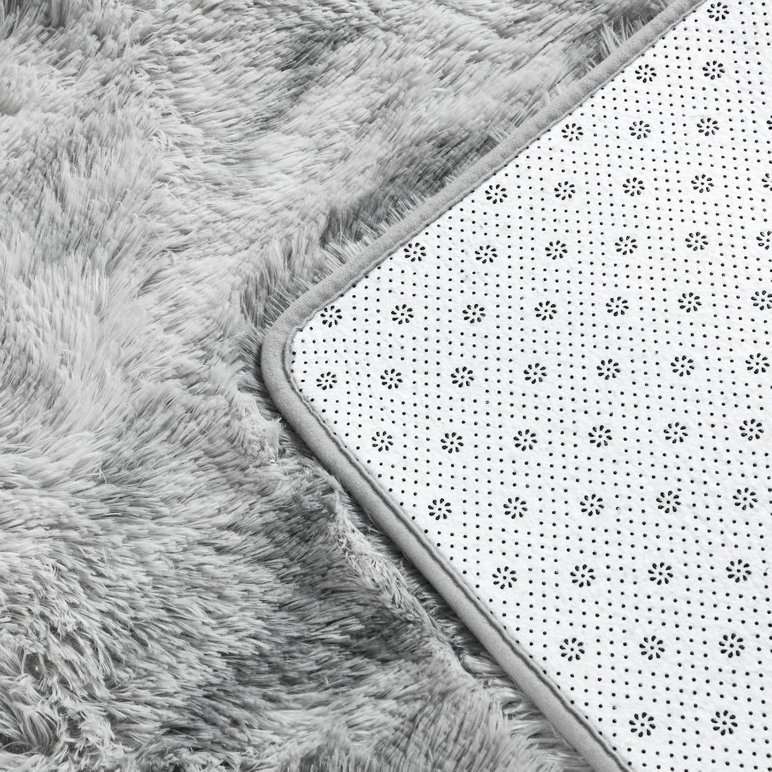 Deerhoo Large Shag Area Rugs 6 x 9, Tie-Dyed Plush Fuzzy Rug for Living Room, Ultra Soft Fluffy Furry Rugs for Bedroom, Indoor Carpet Nursery Rugs for Kids Room Home Decor, Light Grey - Image 6