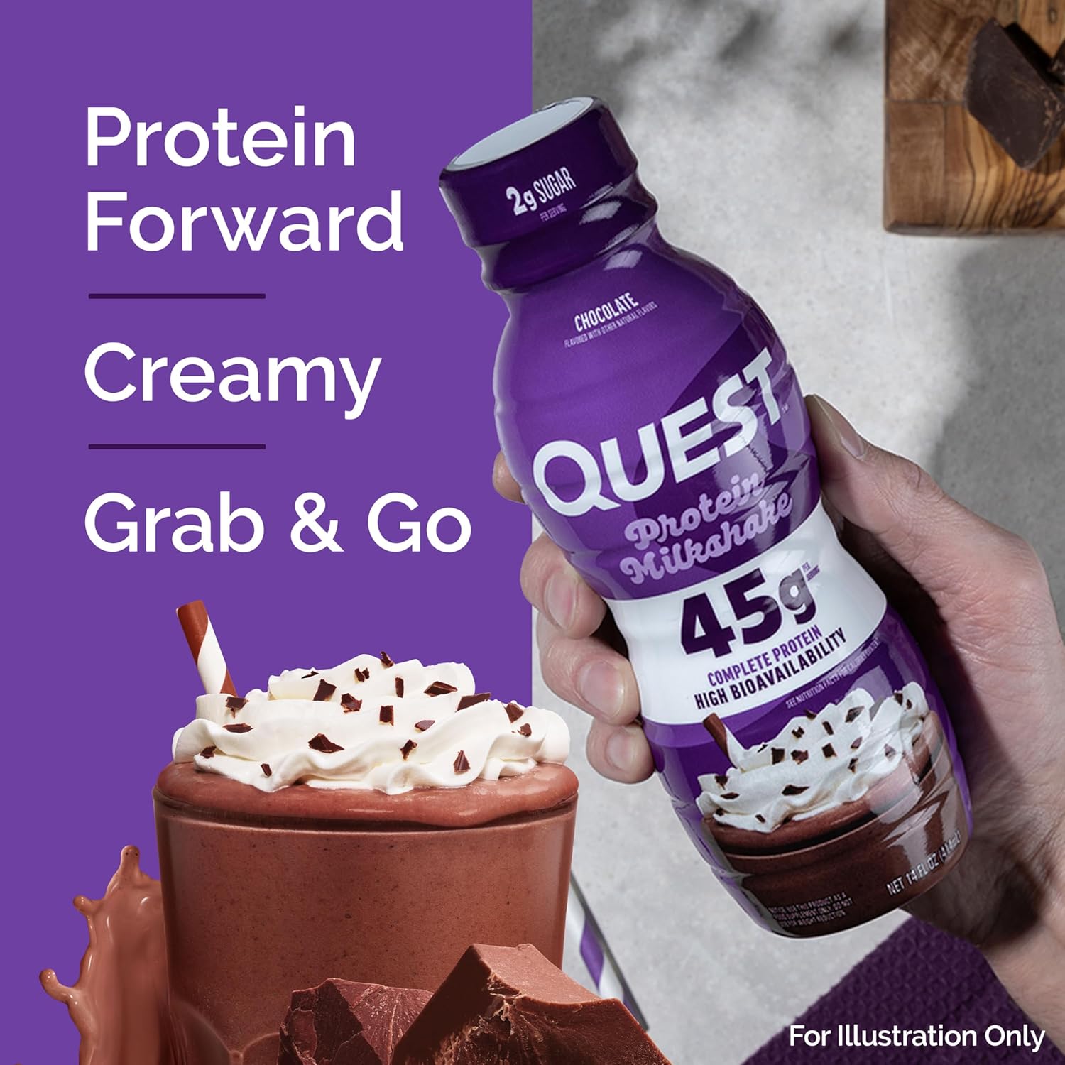 Quest Nutrition Chocolate Protein Shake, 45g Protein, 2g Sugar, 4g Net Carbs, Ready to Drink, Gluten Free, 12 Count - Image 5