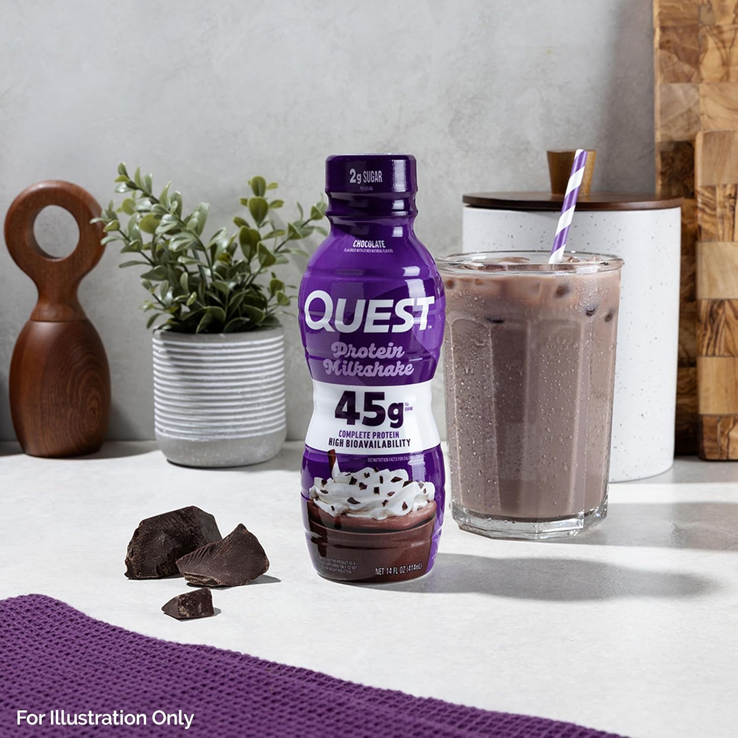 Quest Nutrition Chocolate Protein Shake, 45g Protein, 2g Sugar, 4g Net Carbs, Ready to Drink, Gluten Free, 12 Count - Image 6