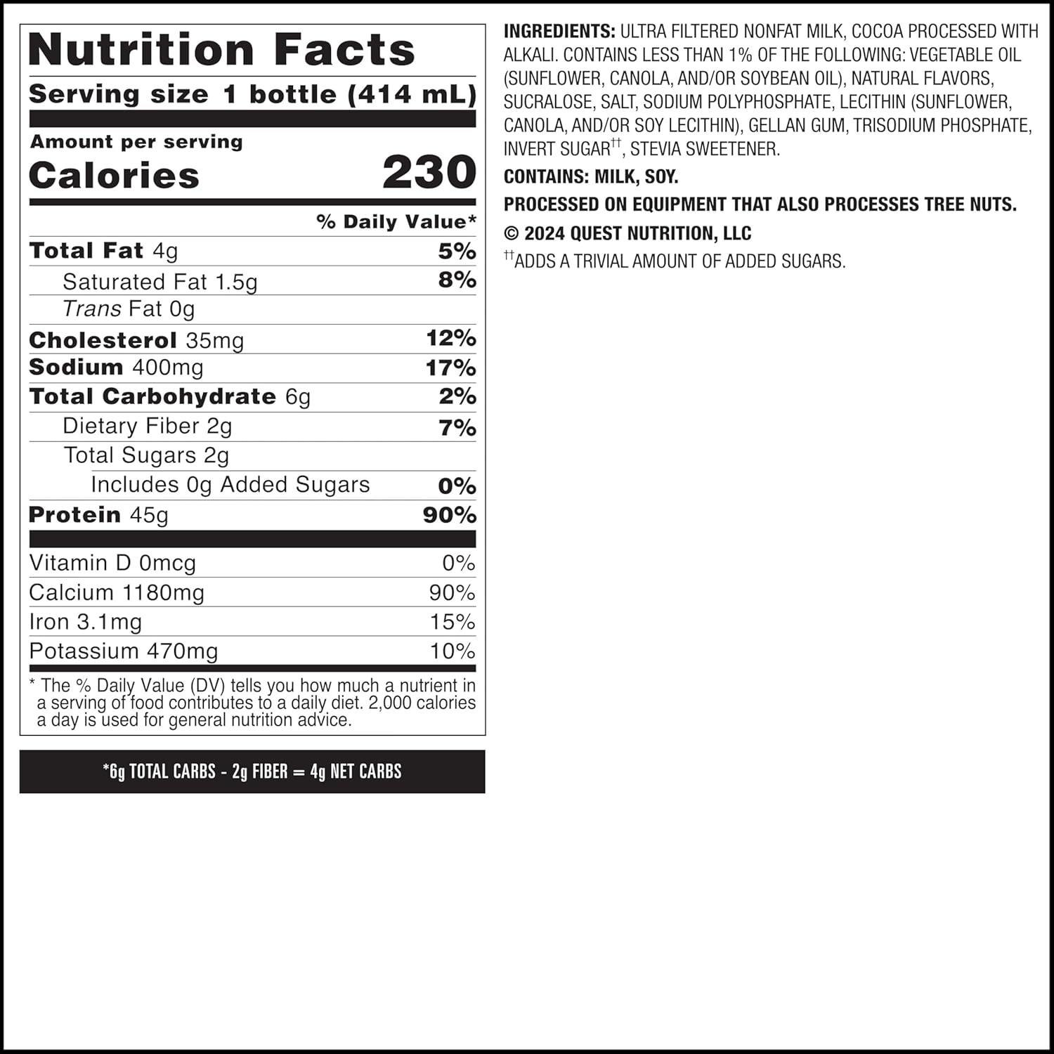 Quest Nutrition Chocolate Protein Shake, 45g Protein, 2g Sugar, 4g Net Carbs, Ready to Drink, Gluten Free, 12 Count - Image 9