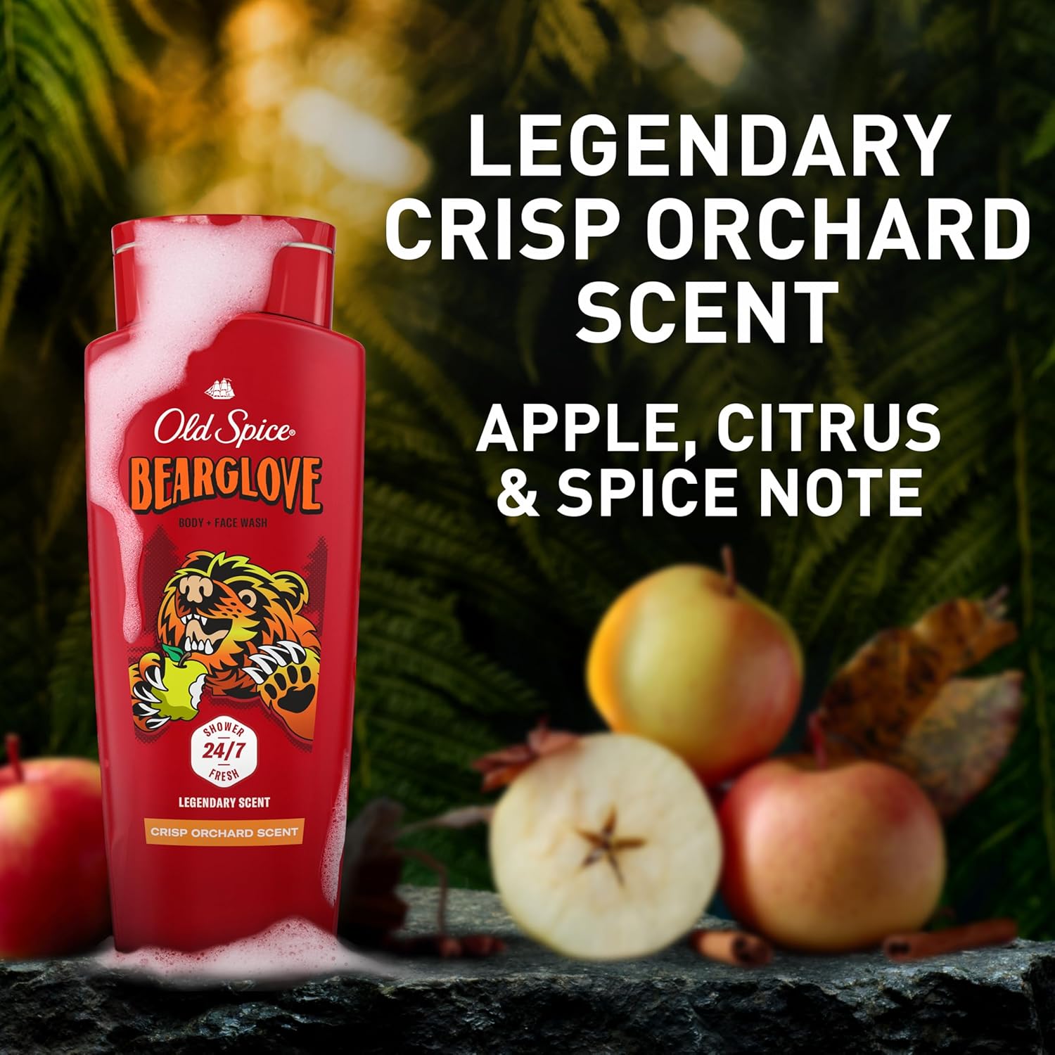 Old Spice Cleansing Body Wash for Men, 3X Defense, 24/7 Shower Fresh with Lasting Scent, 2-in-1 Body & Face Wash, Bearglove with Crisp Orchard Scent, 24 oz (Pack of 4) - Image 9