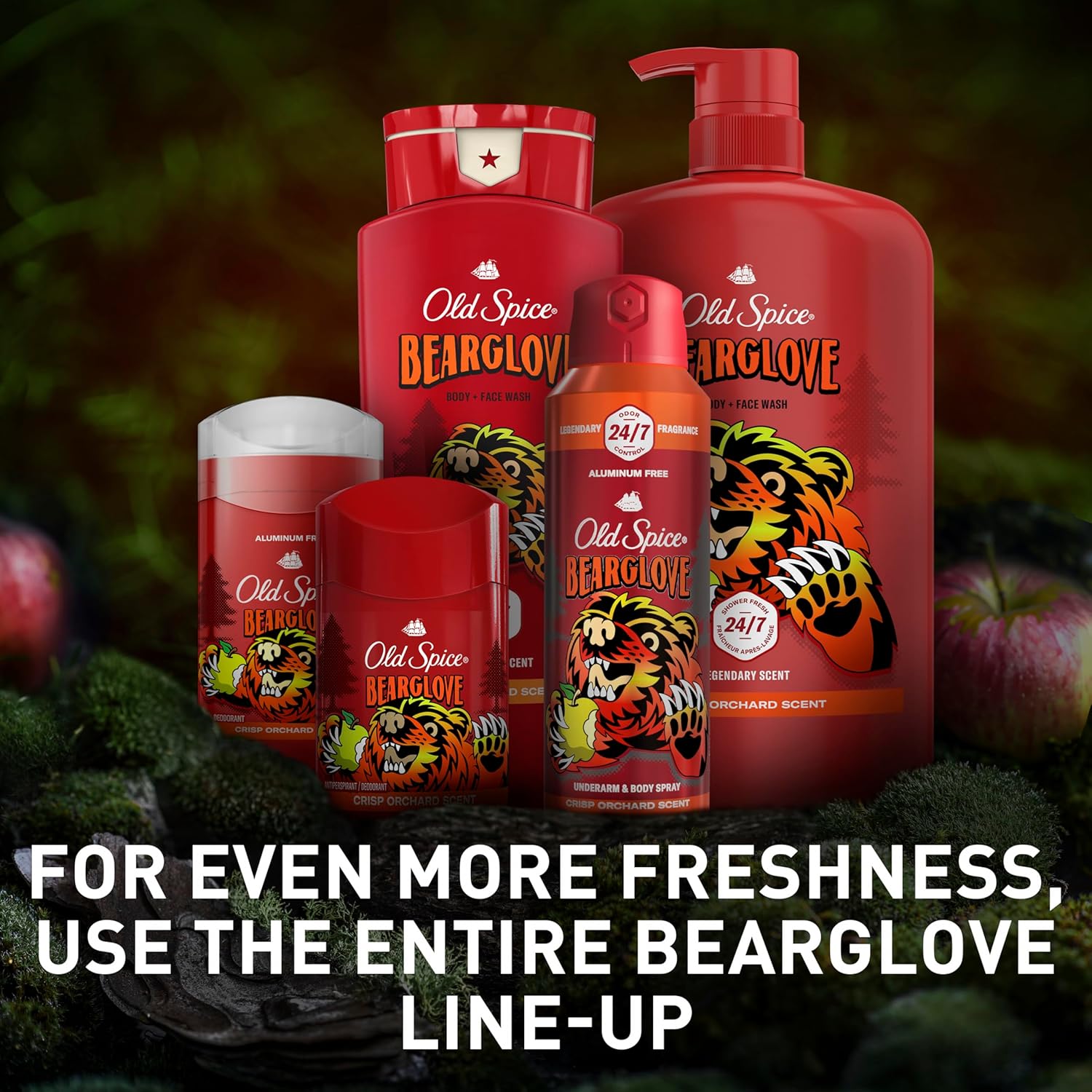 Old Spice Cleansing Body Wash for Men, 3X Defense, 24/7 Shower Fresh with Lasting Scent, 2-in-1 Body & Face Wash, Bearglove with Crisp Orchard Scent, 24 oz (Pack of 4) - Image 10