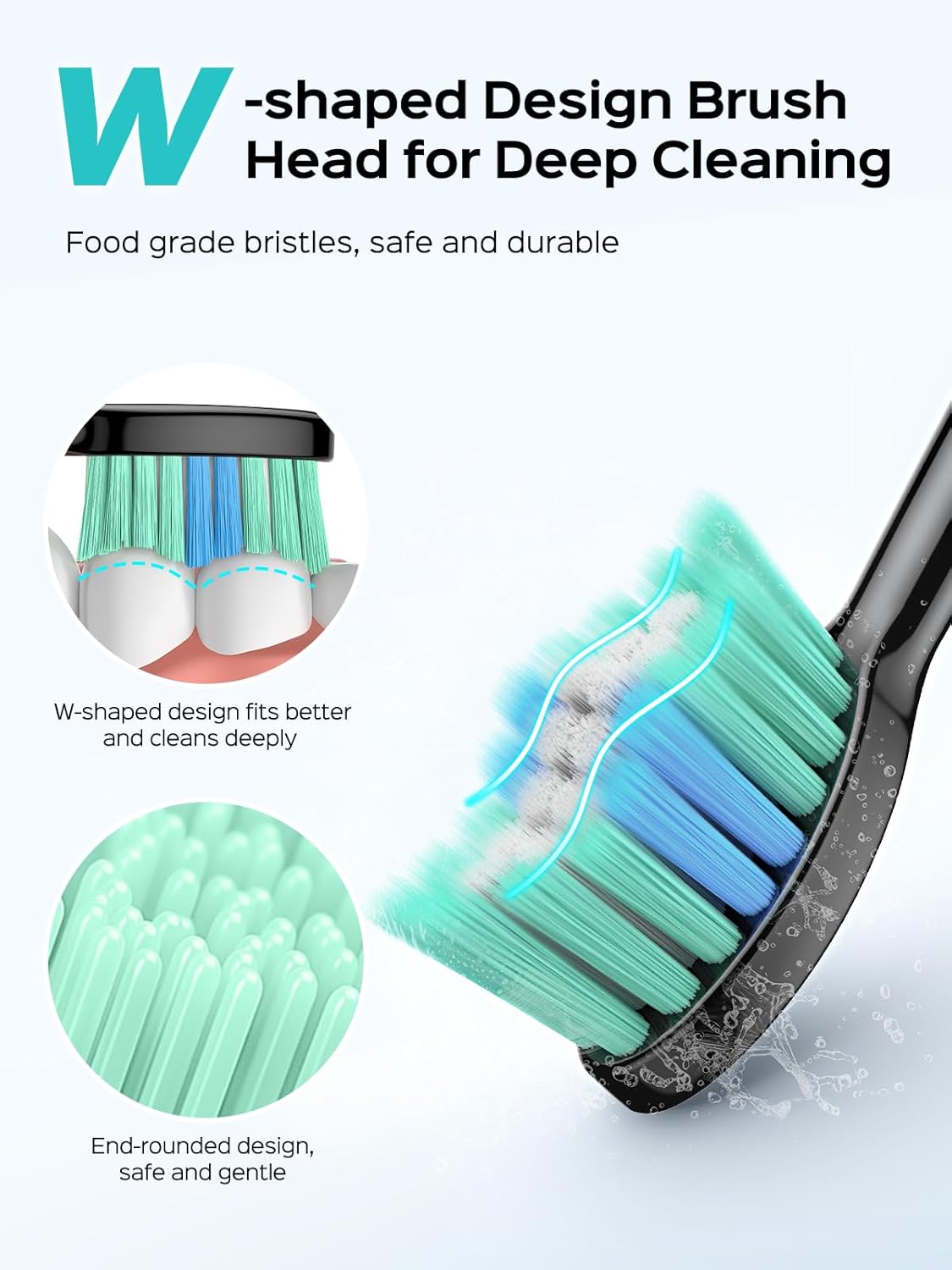 COSLUS Sonic Electric Toothbrush for Adults C40(DY-108Pro): 47000 VPM for Deep Cleaning with Travel Case - 5 Modes for Sensitive Teeth & Brace, Wireless Charging, 6 Brush Heads for Family, Black (1PC) - Image 4