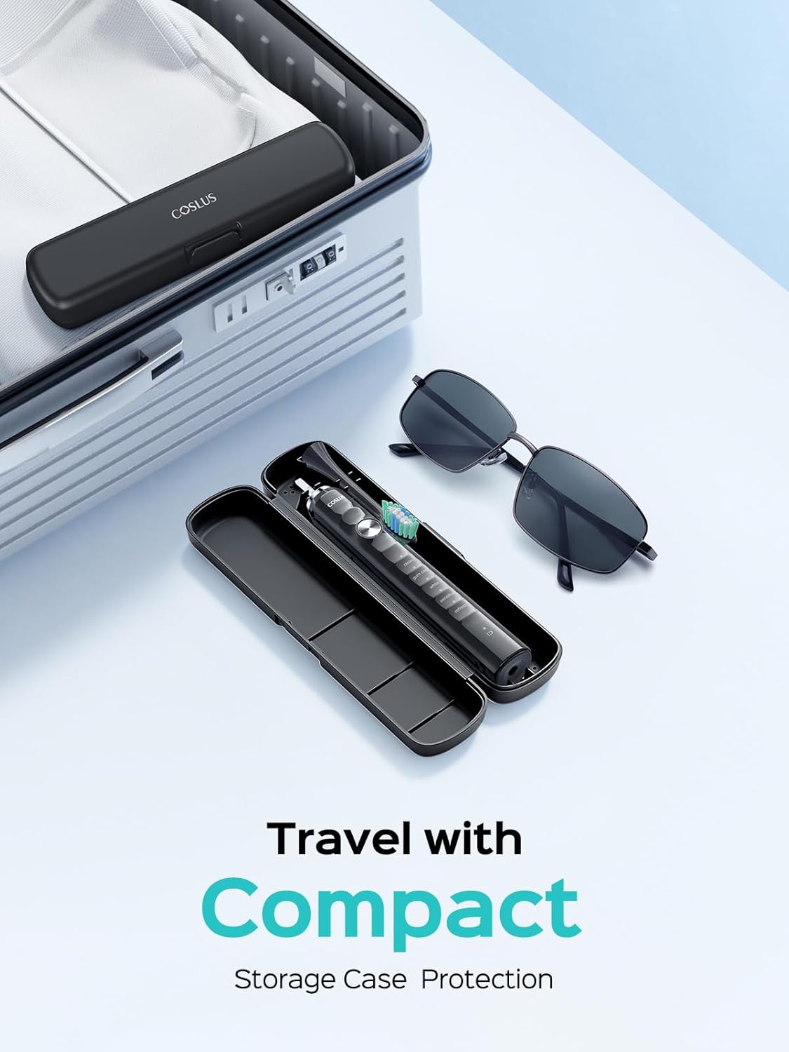 COSLUS Sonic Electric Toothbrush for Adults C40(DY-108Pro): 47000 VPM for Deep Cleaning with Travel Case - 5 Modes for Sensitive Teeth & Brace, Wireless Charging, 6 Brush Heads for Family, Black (1PC) - Image 7