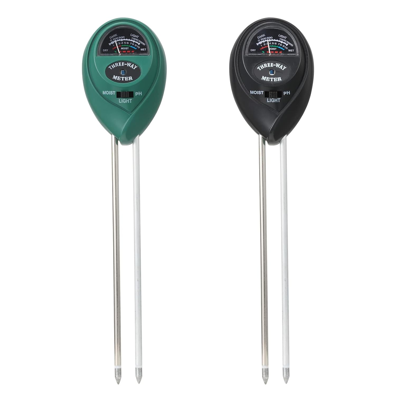 2 Packs Soil Moisture Meter, 3 in 1 Soil Tester Tool, Plant Water Monitor, Soil Hygrometer Sensor for Gardening, Farming, Indoor and Outdoor Plants, No Batteries Required (Black & Green) - Image 2