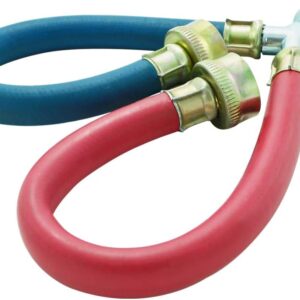 Rubber Washing Machine Y Mixer Hose Connector, Hot and Cold Color Coded, 3/4″ Fittings, 1 ft (12″) Length