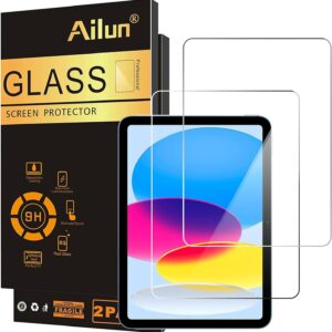Ailun Screen Protector for iPad 11th A16 2025 [11 Inch] / 10th Generation 2022 [10.9 Inch], Tempered Glass [Face ID & Apple Pencil Compatible] Ultra Sensitive Case Friendly [2 Pack]