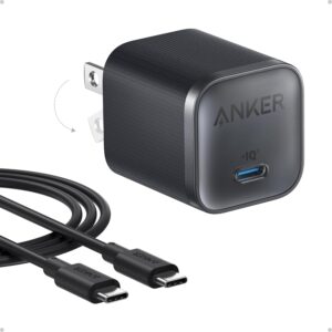 Anker iPhone Charger Fast Charging, 45W Type C Charger with 6 FT Fast Charging Cable, Compact and Foldable Plug USB C Charger Block for iPhone 17 Series, MacBook, Pixel 9, iPad and More