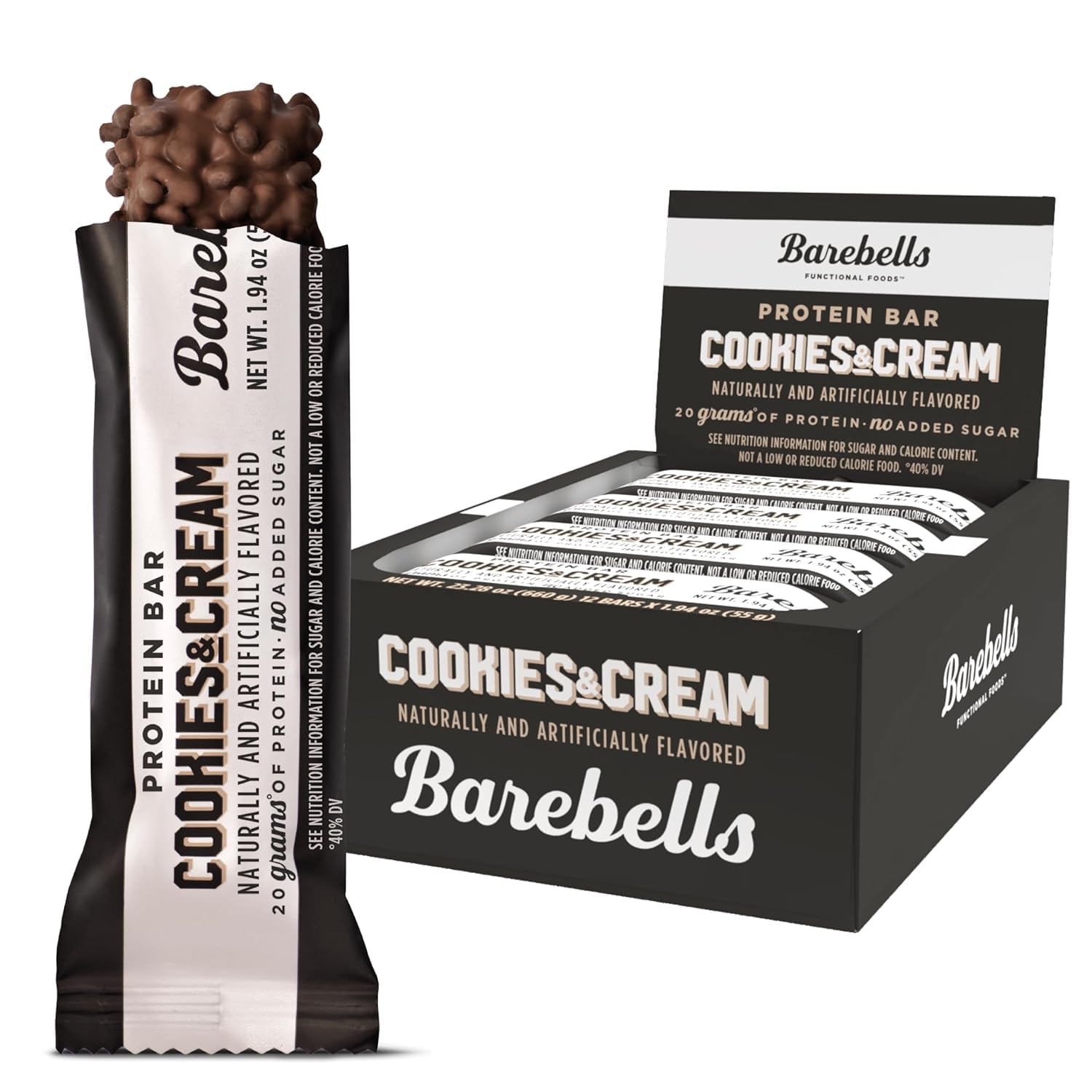 Barebells Protein Bars Cookies & Cream - 12 Count, 20g High Protein Treats - Chocolate Nutrition Bar with 1g Total Sugars - On-The-Go Breakfast or Post-Workout Snack - Image 2